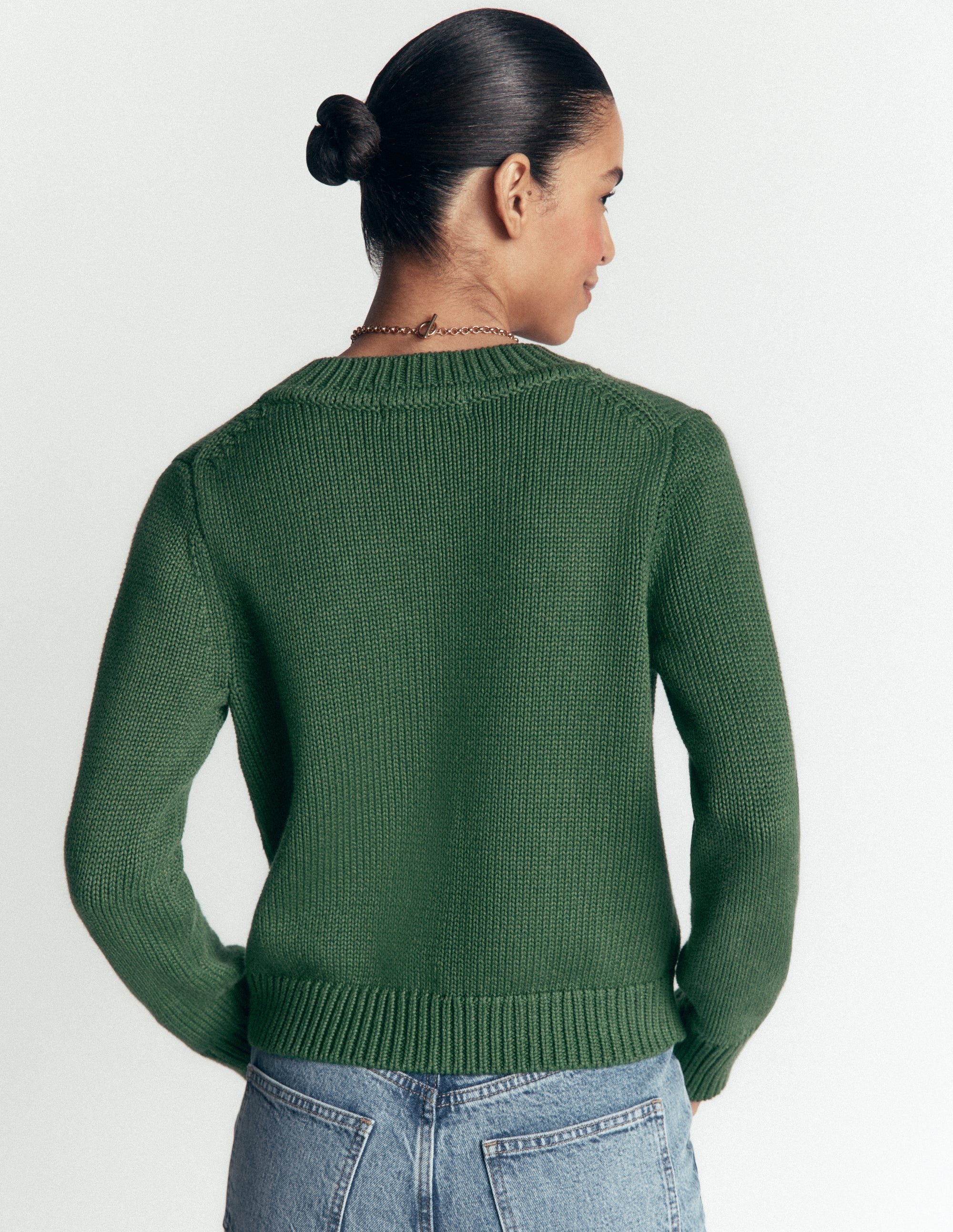 Lucy Chunky Cotton Cardigan-highland green - Image 2