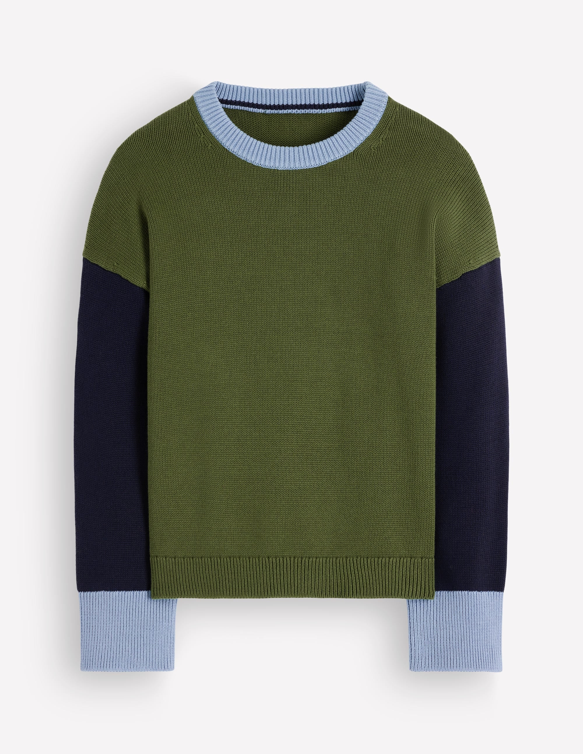 Lucy Relaxed Cotton Jumper-Green colour block - Image 5