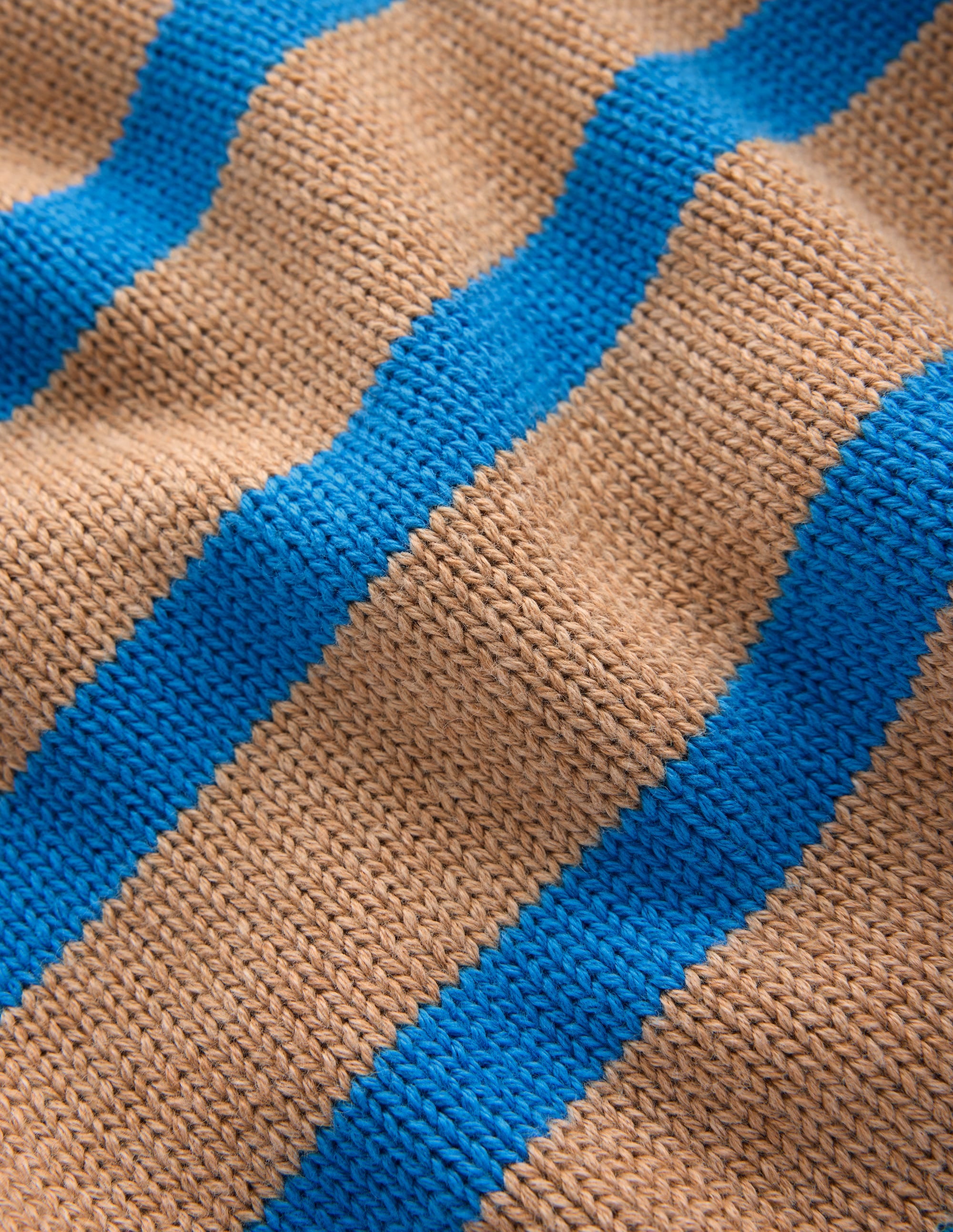 Lucy Relaxed Cotton Jumper-Camel, Blue Stripe - Image 7