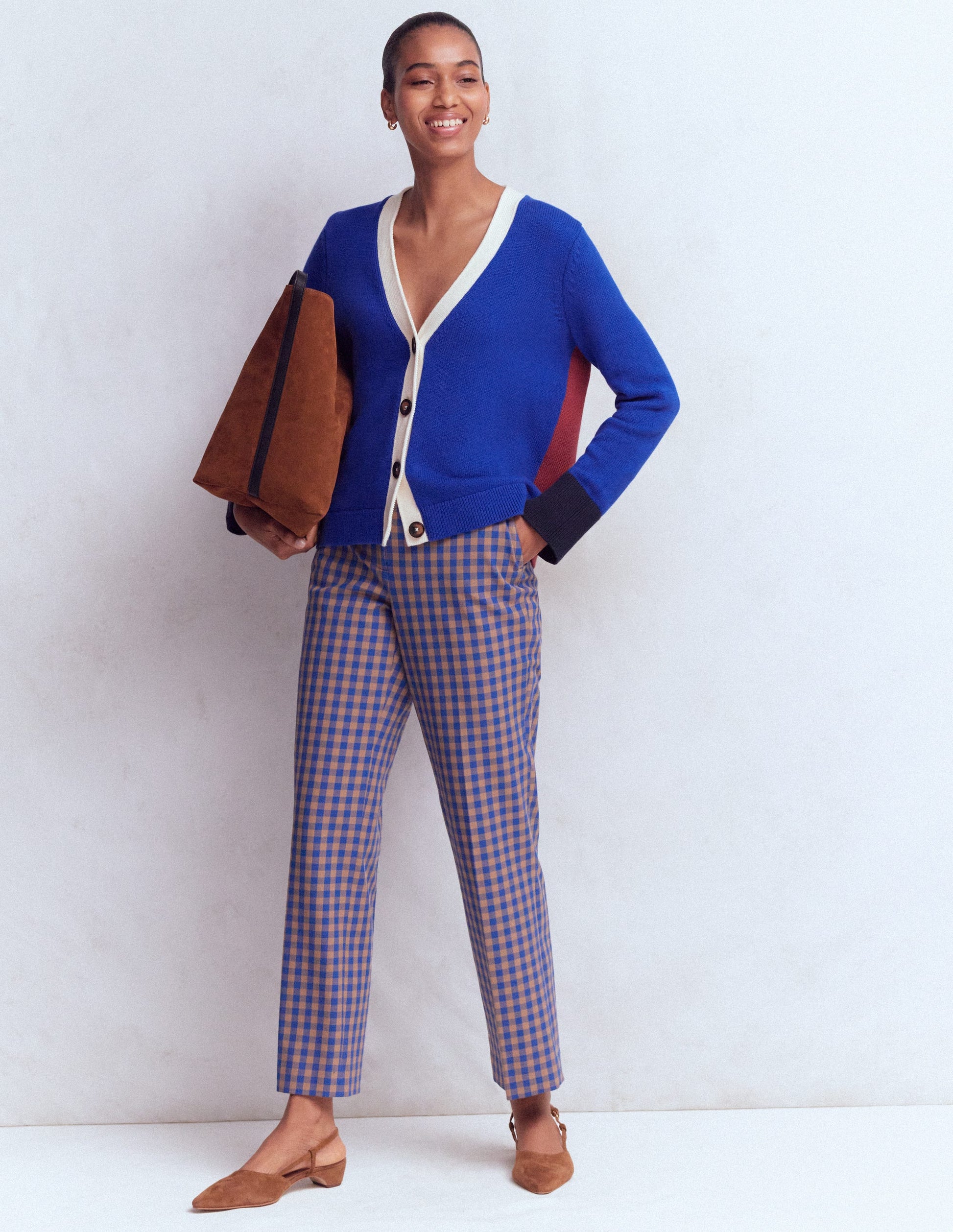 Lucy Relaxed Cotton Cardigan-Bright Blue, Colour Block-4