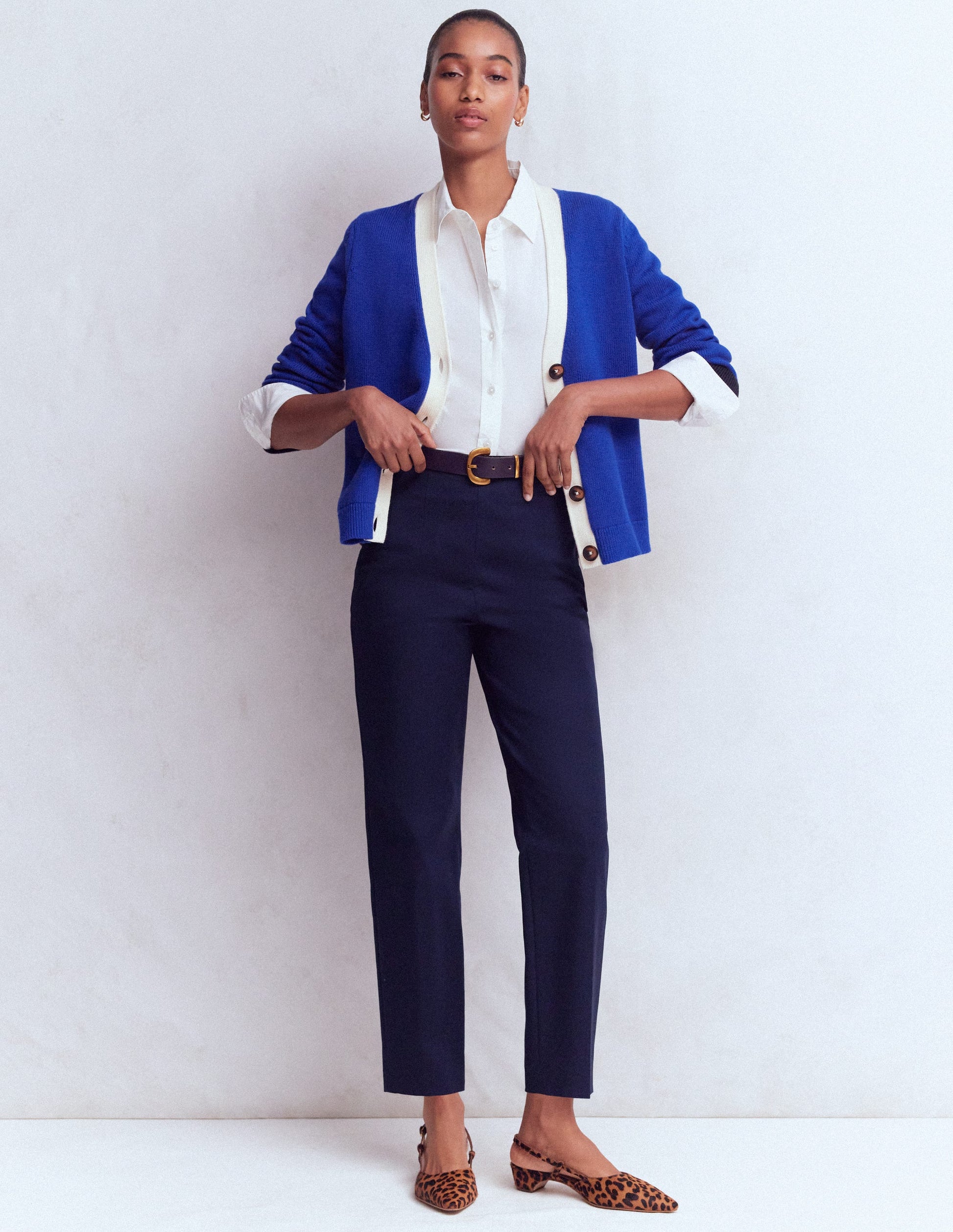 Lucy Relaxed Cotton Cardigan-Bright Blue, Colour Block-7