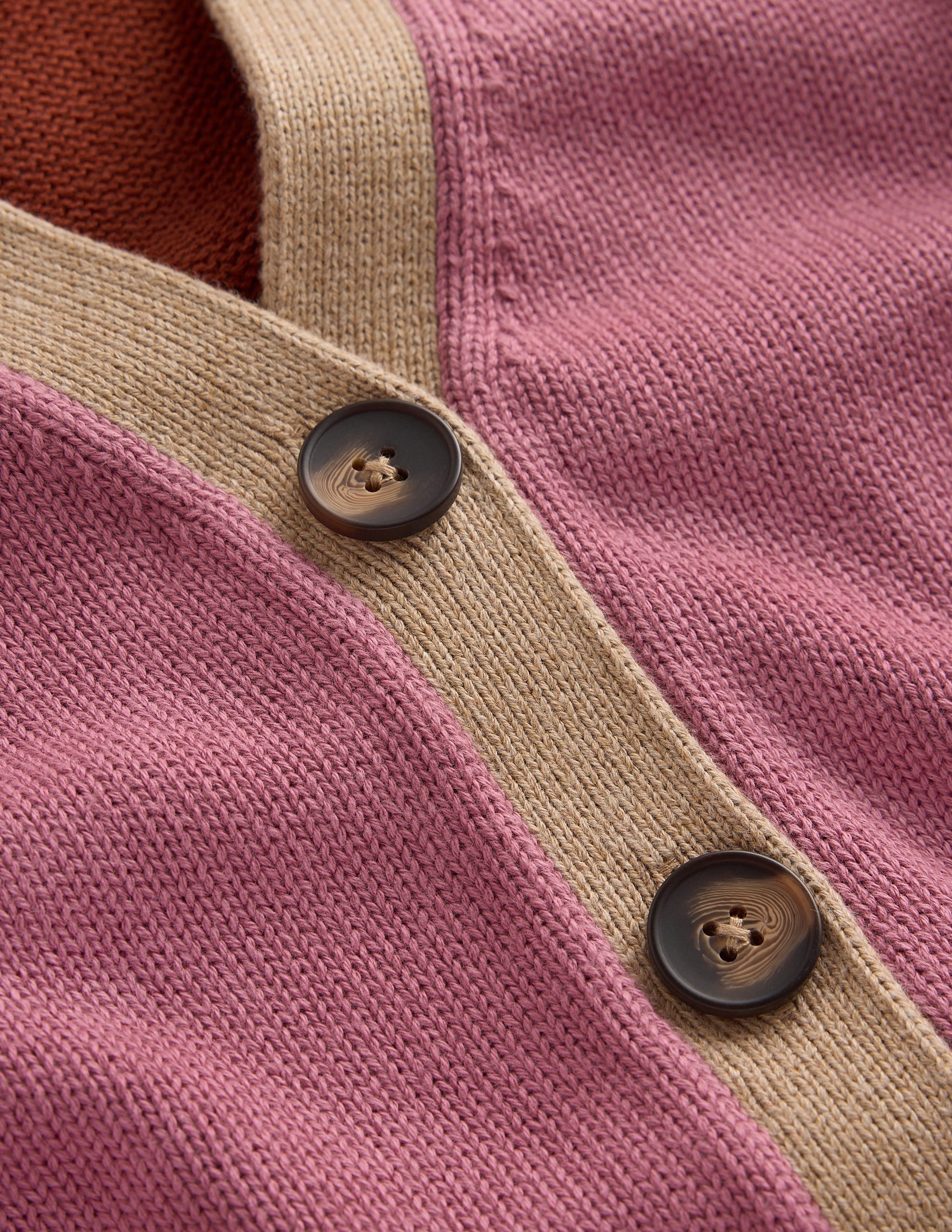 Lucy Relaxed Cotton Cardigan-Pink Heather Colour Block-5