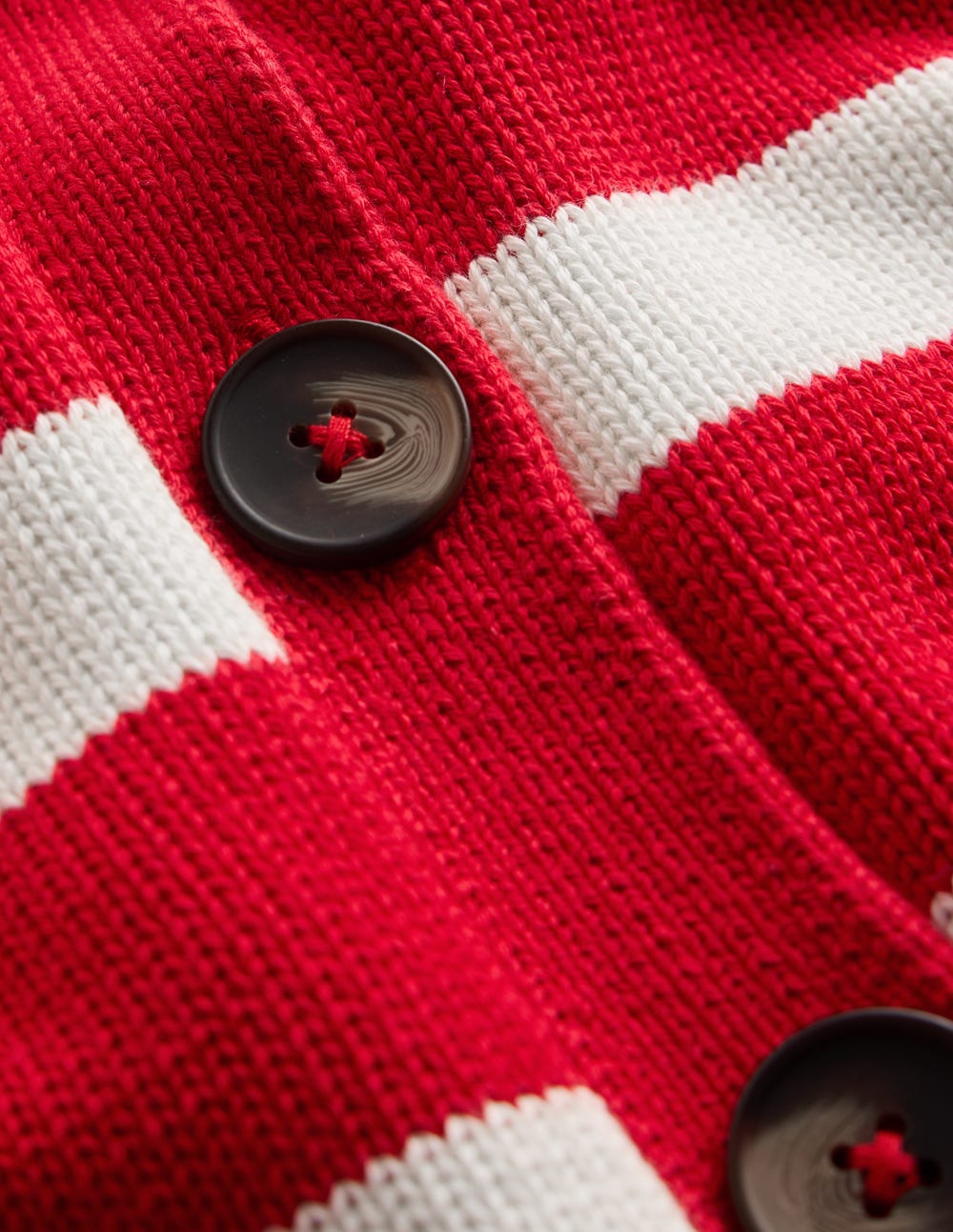 Lucy Relaxed Cotton Cardigan-Deep Red, Ivory Stripe - Image 7