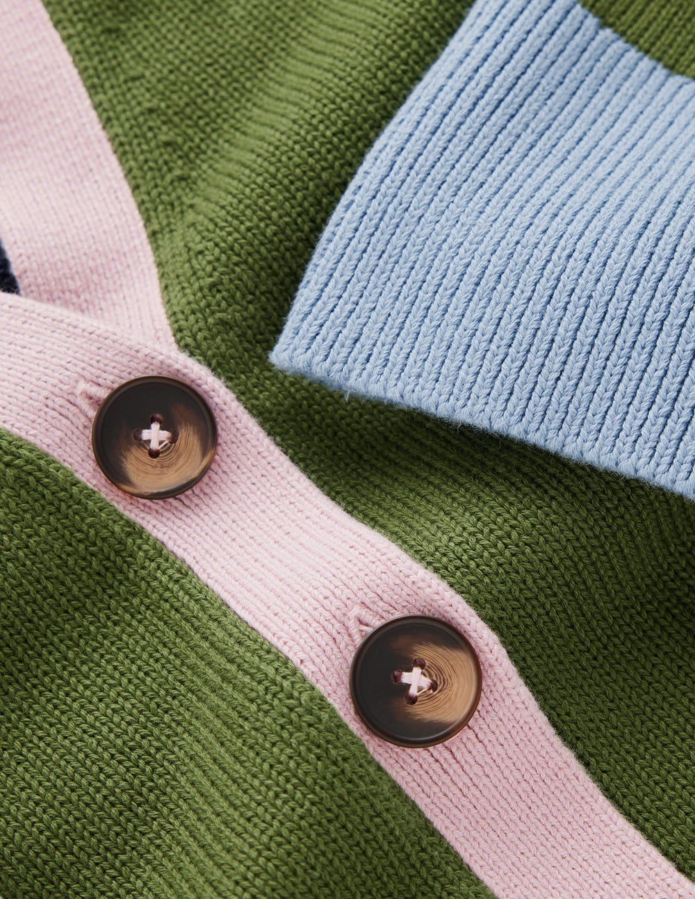 Lucy Relaxed Cotton Cardigan-Forest Green Colour Block-7