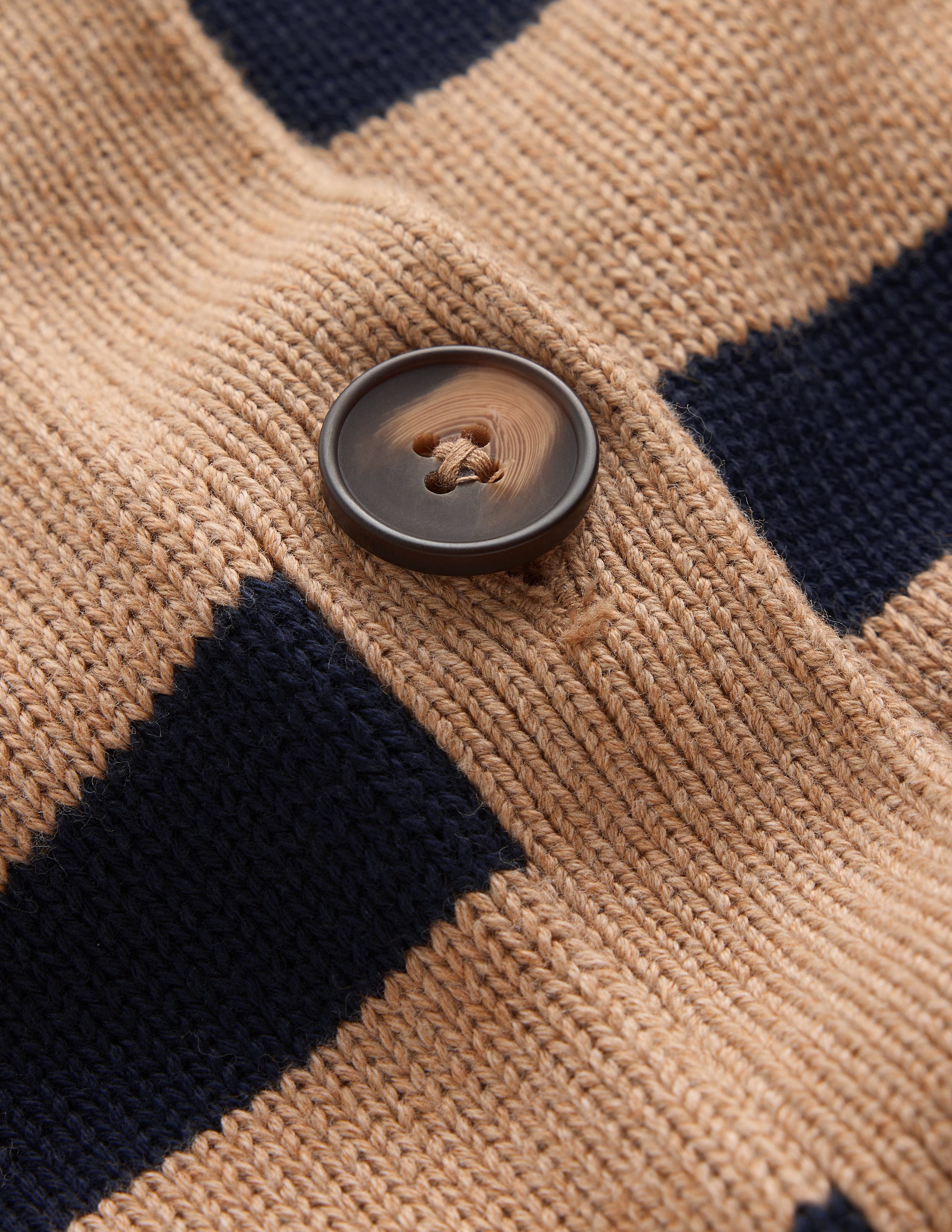 Lucy Relaxed Cotton Cardigan-Camel Melange, Stripe - Image 6