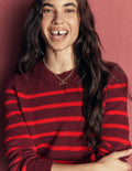 Lucy Chunky Cotton Jumper-Chestnut, Poppy Red