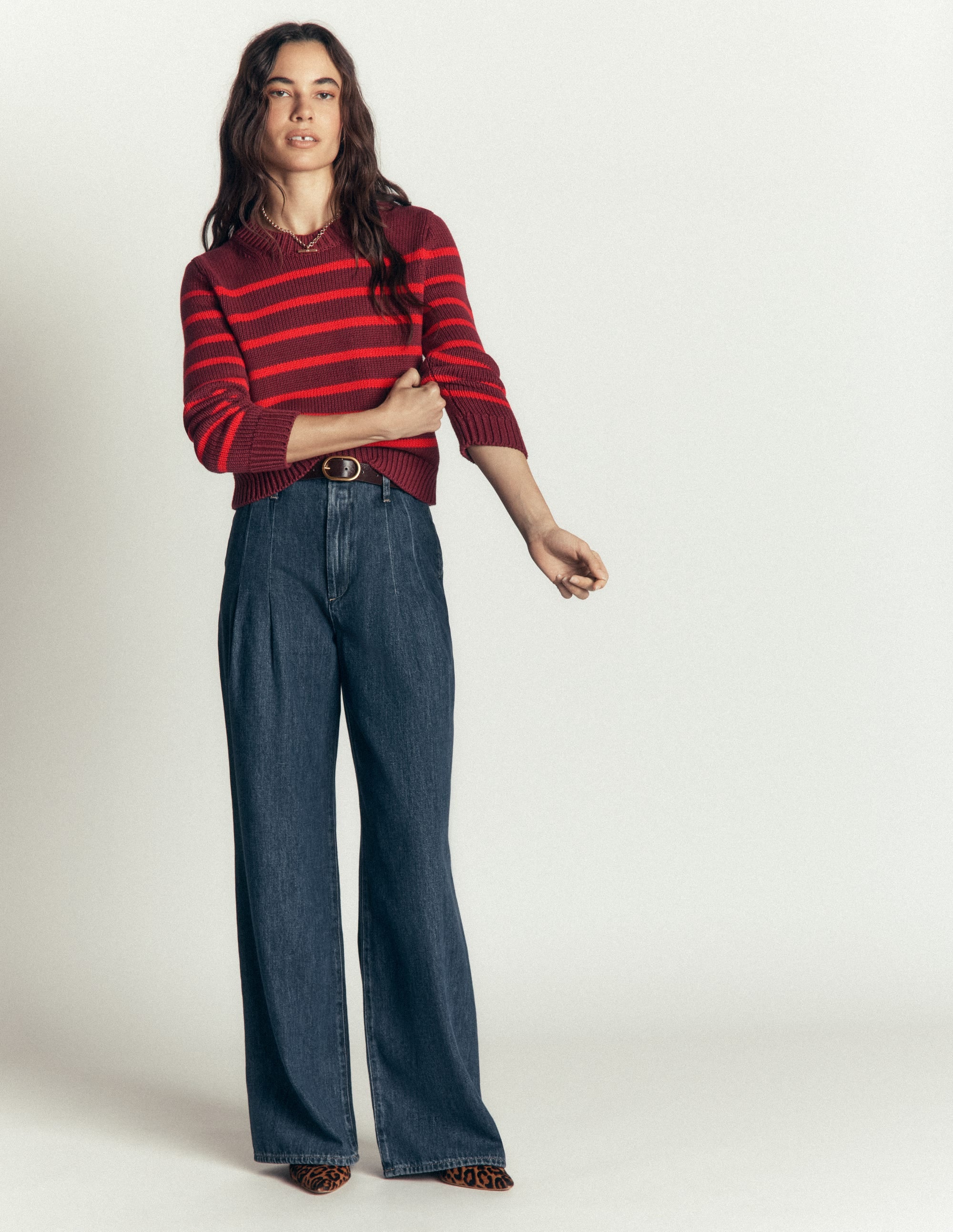 Lucy Chunky Cotton Jumper-Chestnut, Poppy Red - Image 4