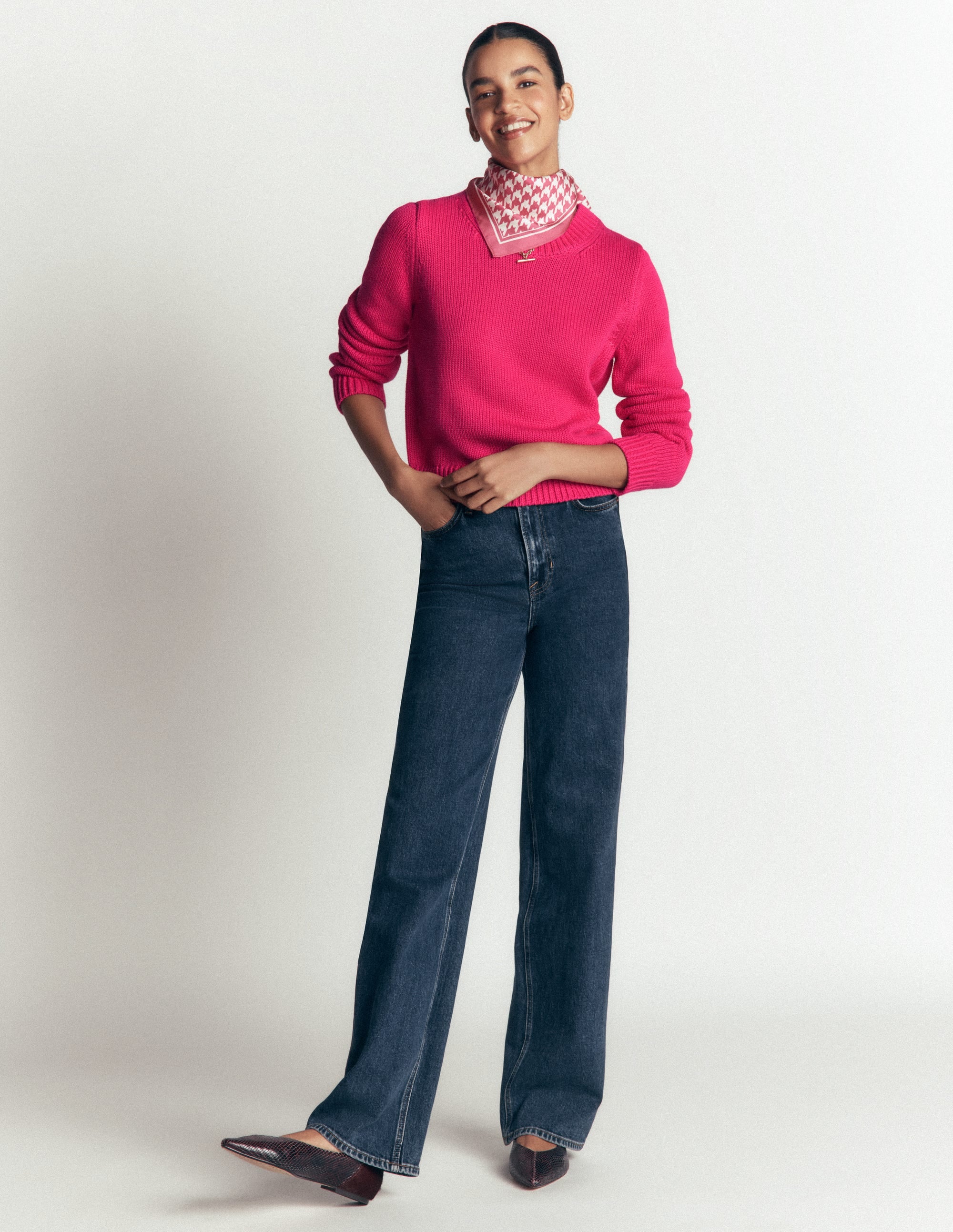 Lucy Chunky Cotton Jumper-Pink peacock - Image 3
