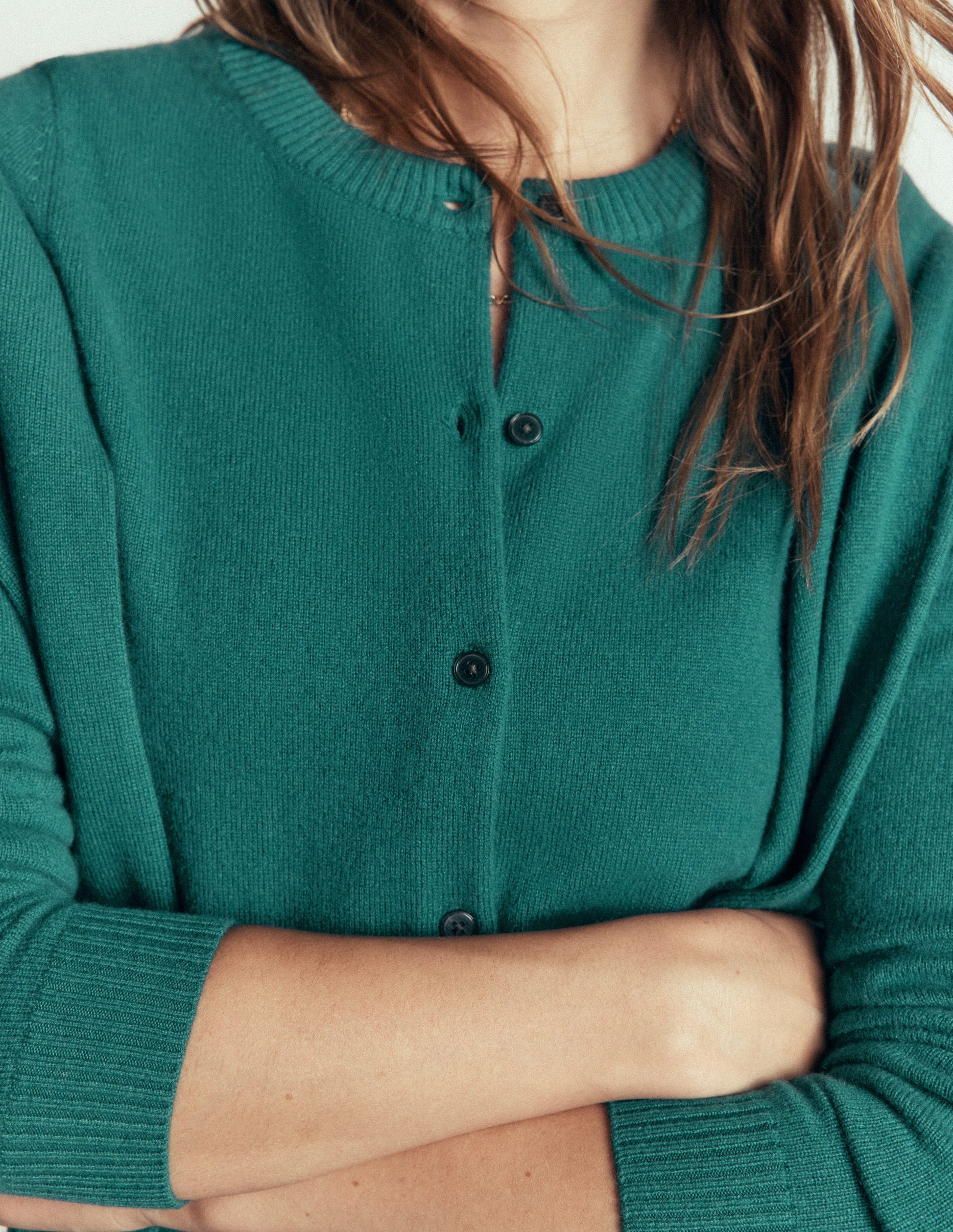 Elsie Cashmere Crew Cardigan-Deep Sea Depths-2