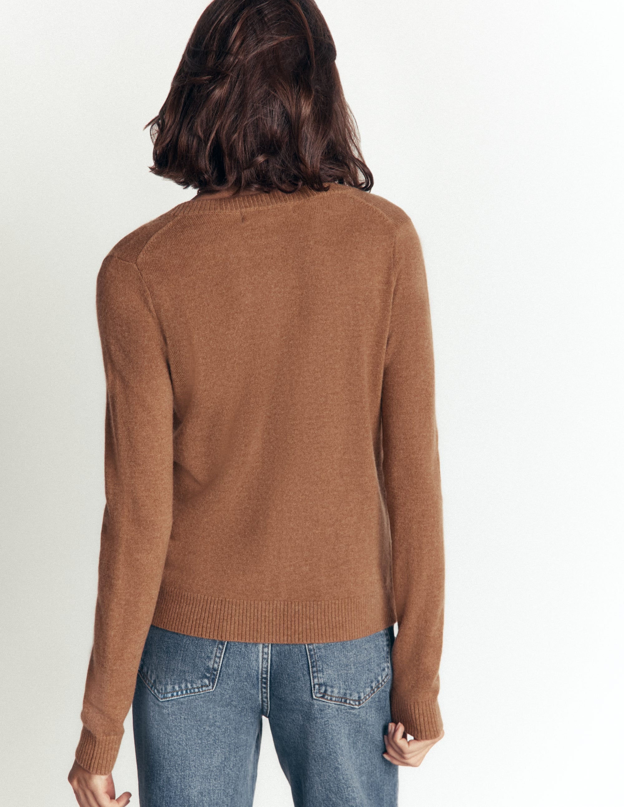 Elsie Cashmere Crew Cardigan-Warm Ginger - Image 3