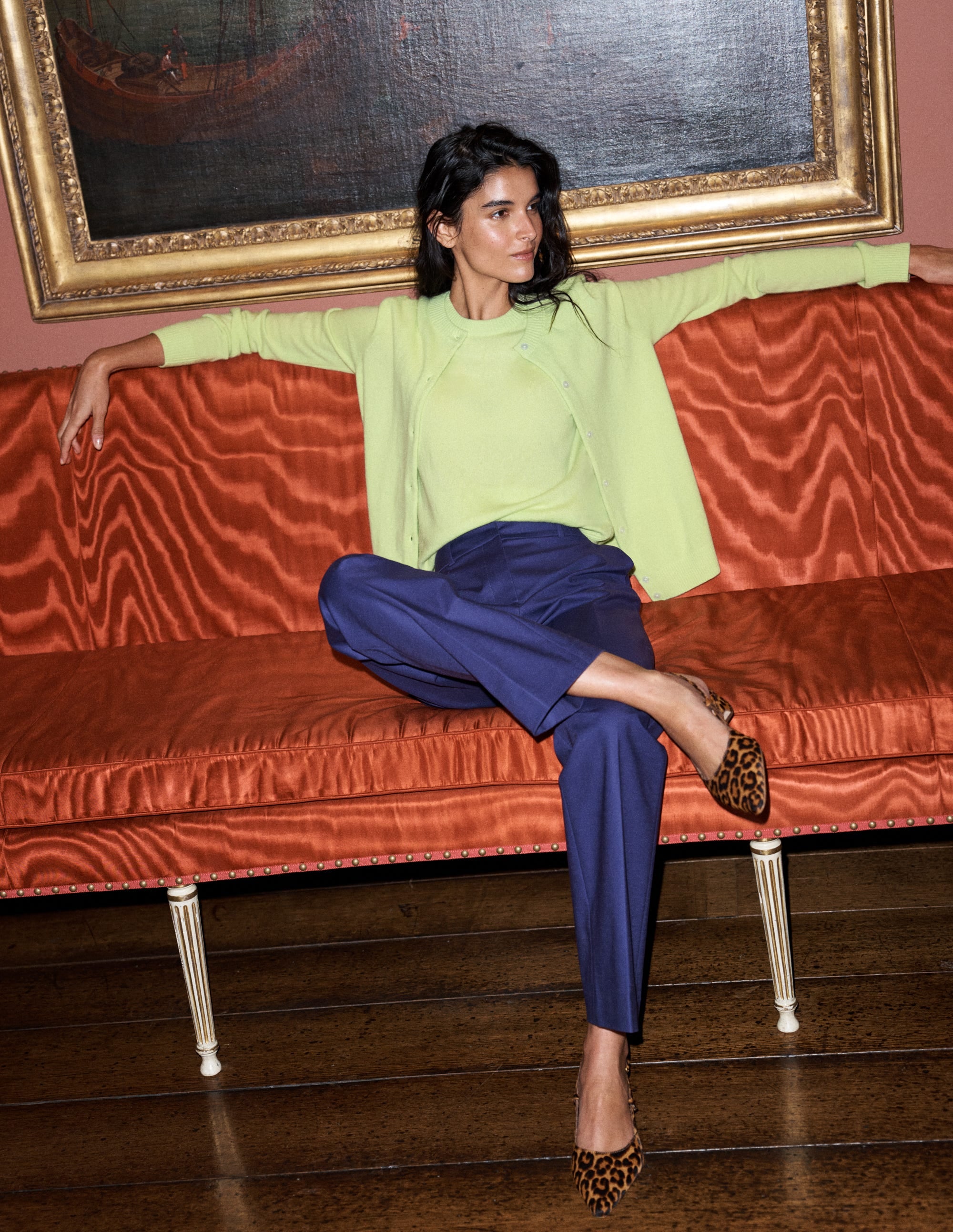 Elsie Cashmere Crew Cardigan-Sweet Mint - Image 1