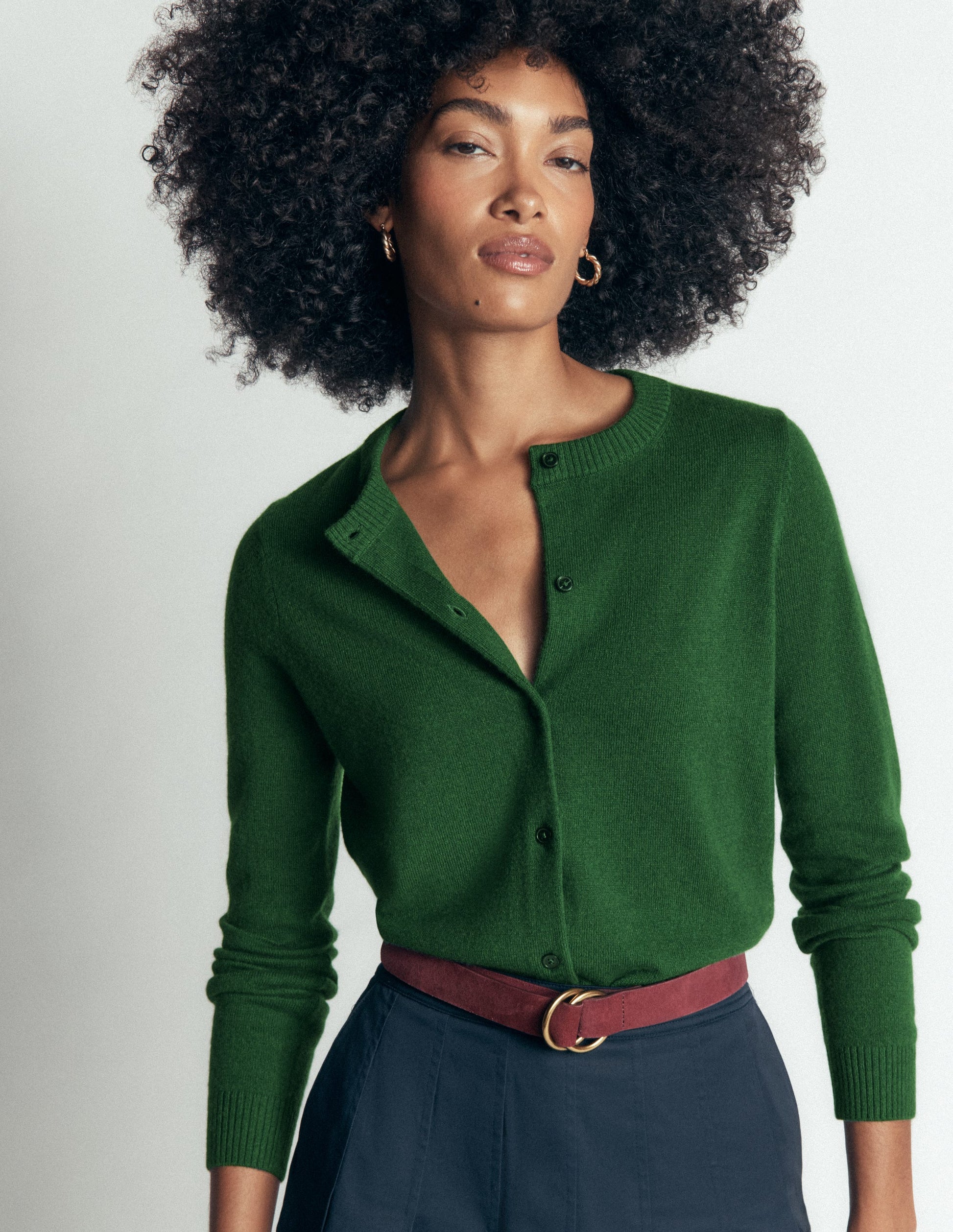 Elsie Cashmere Crew Cardigan-Fresh Green-2