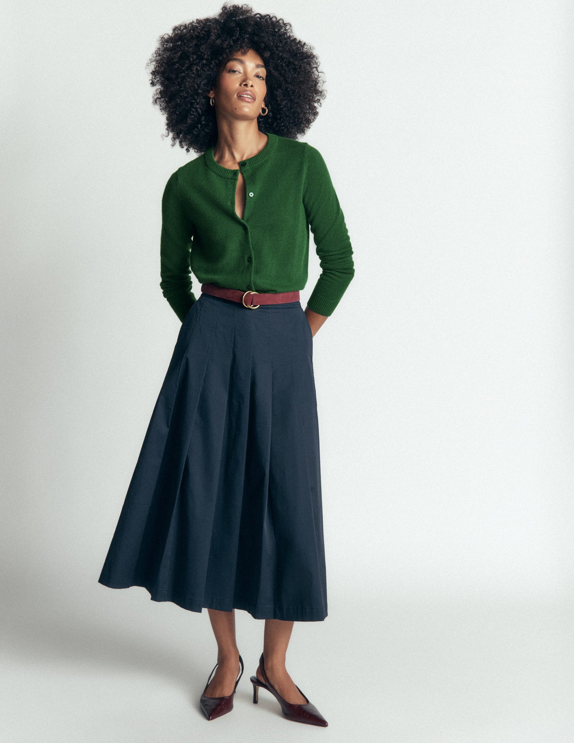 Elsie Cashmere Crew Cardigan-Fresh Green-4