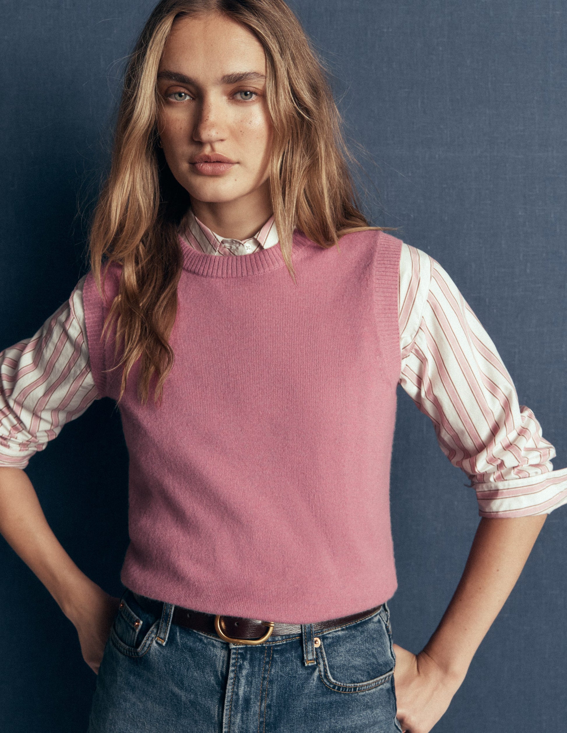 Elsie Cashmere Tank-Pink Heather-5