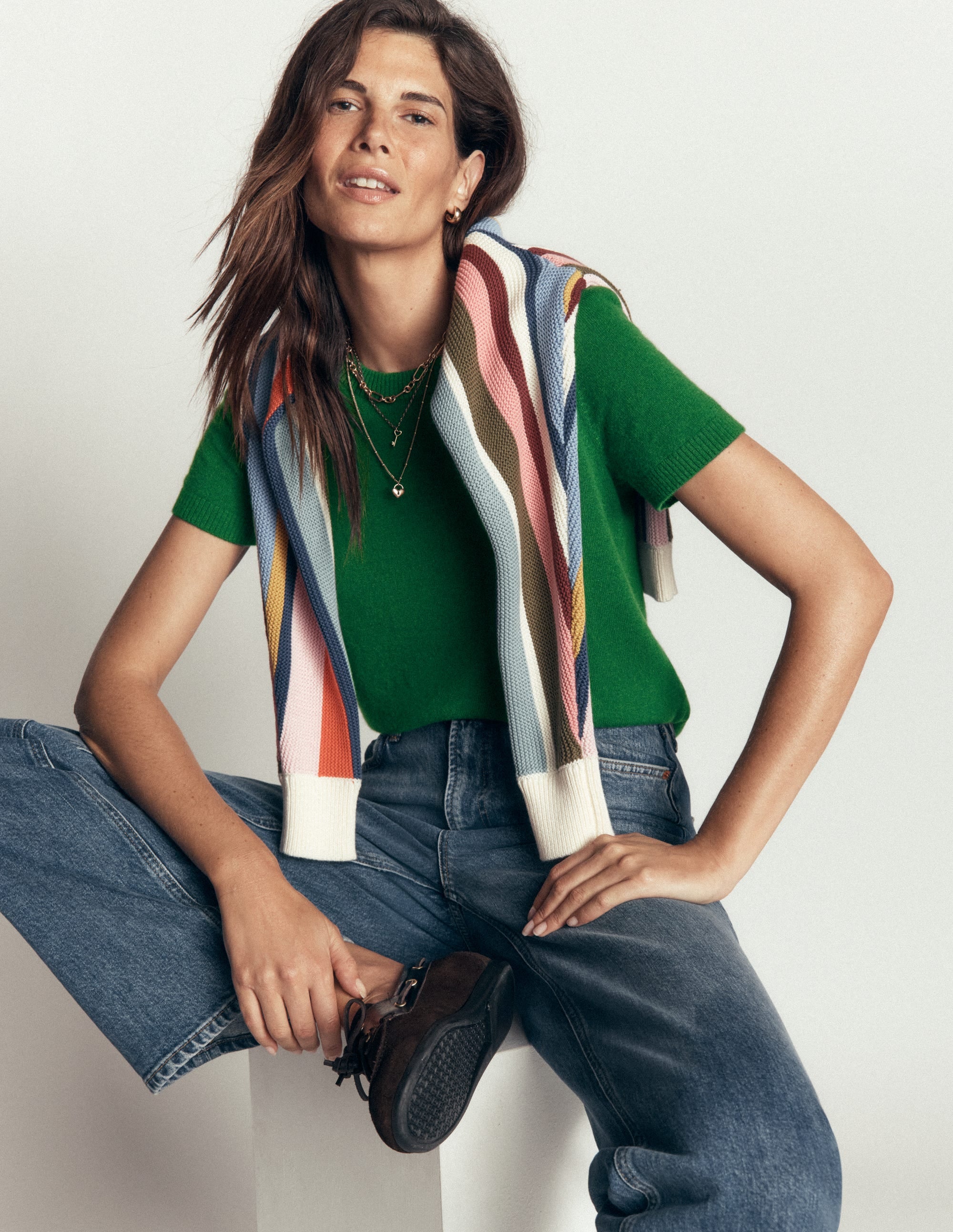 Elsie Cashmere Crew T-shirt-Fresh Green - Image 1