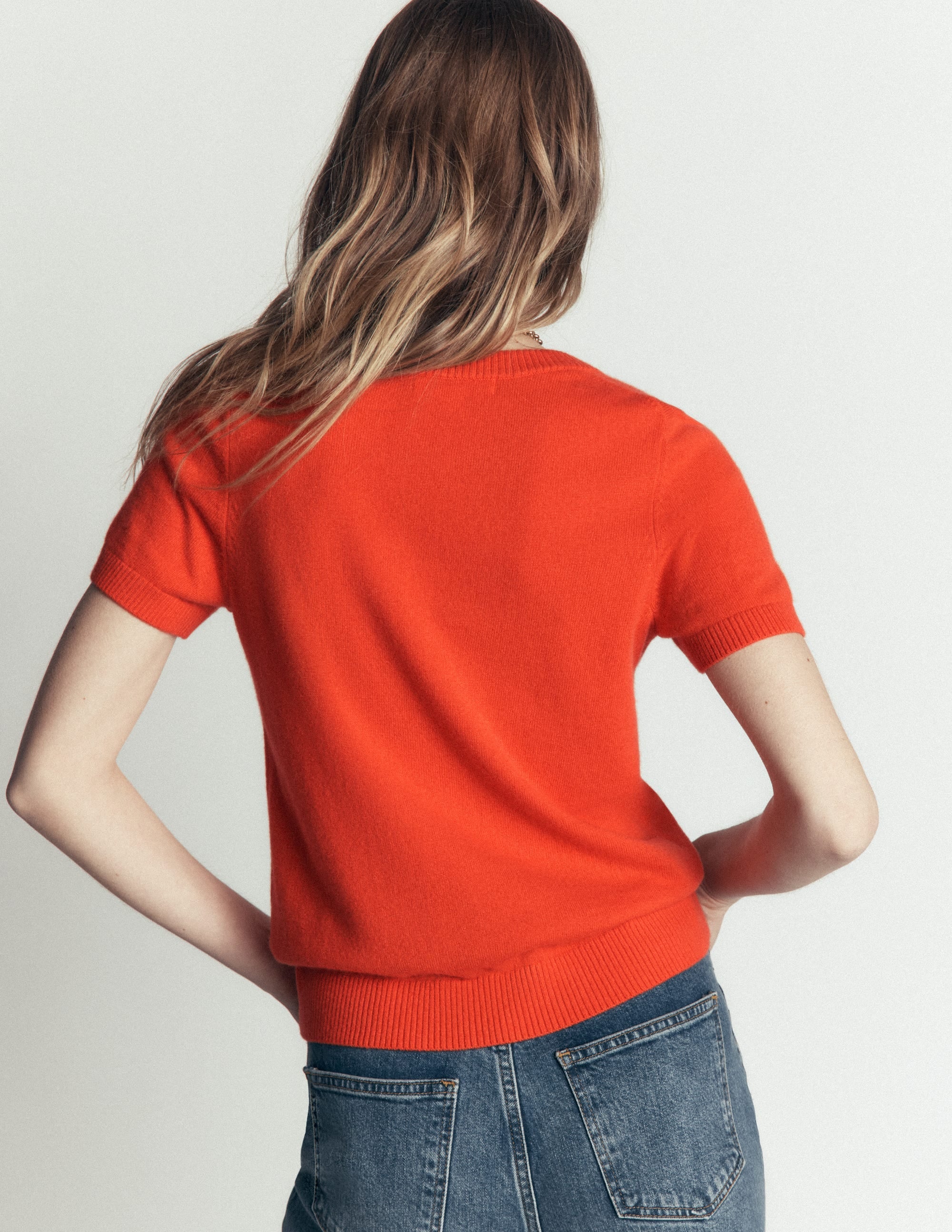 Elsie Cashmere Crew T-shirt-Orange Lily - Image 3