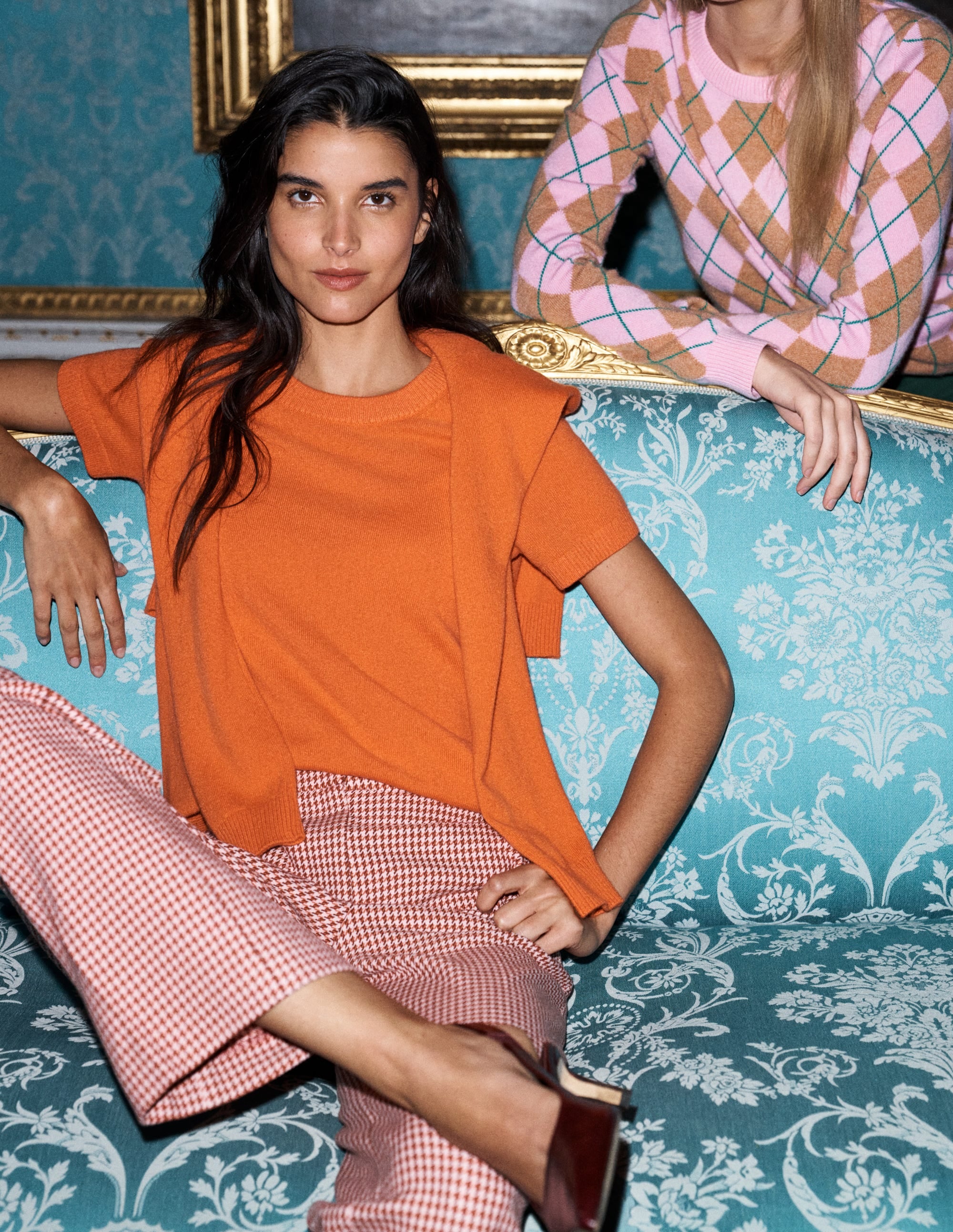 Elsie Cashmere Crew T-shirt-Orange Lily - Image 1
