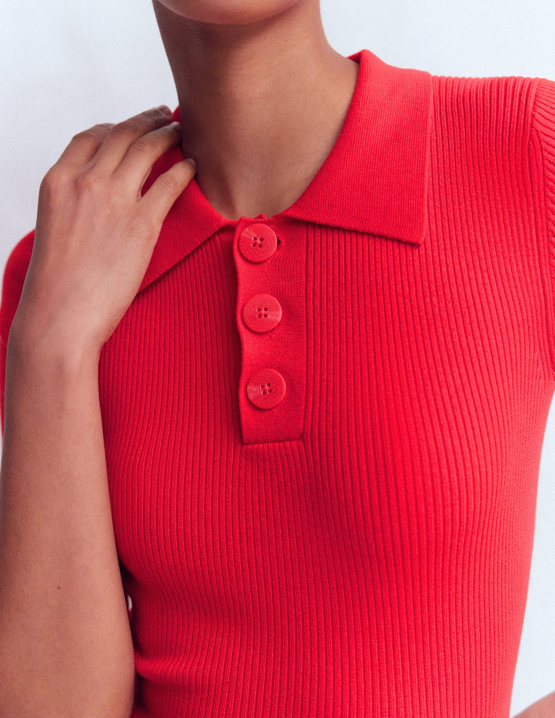 Rhianne Cotton Rib Jumper-Poppy Red-2