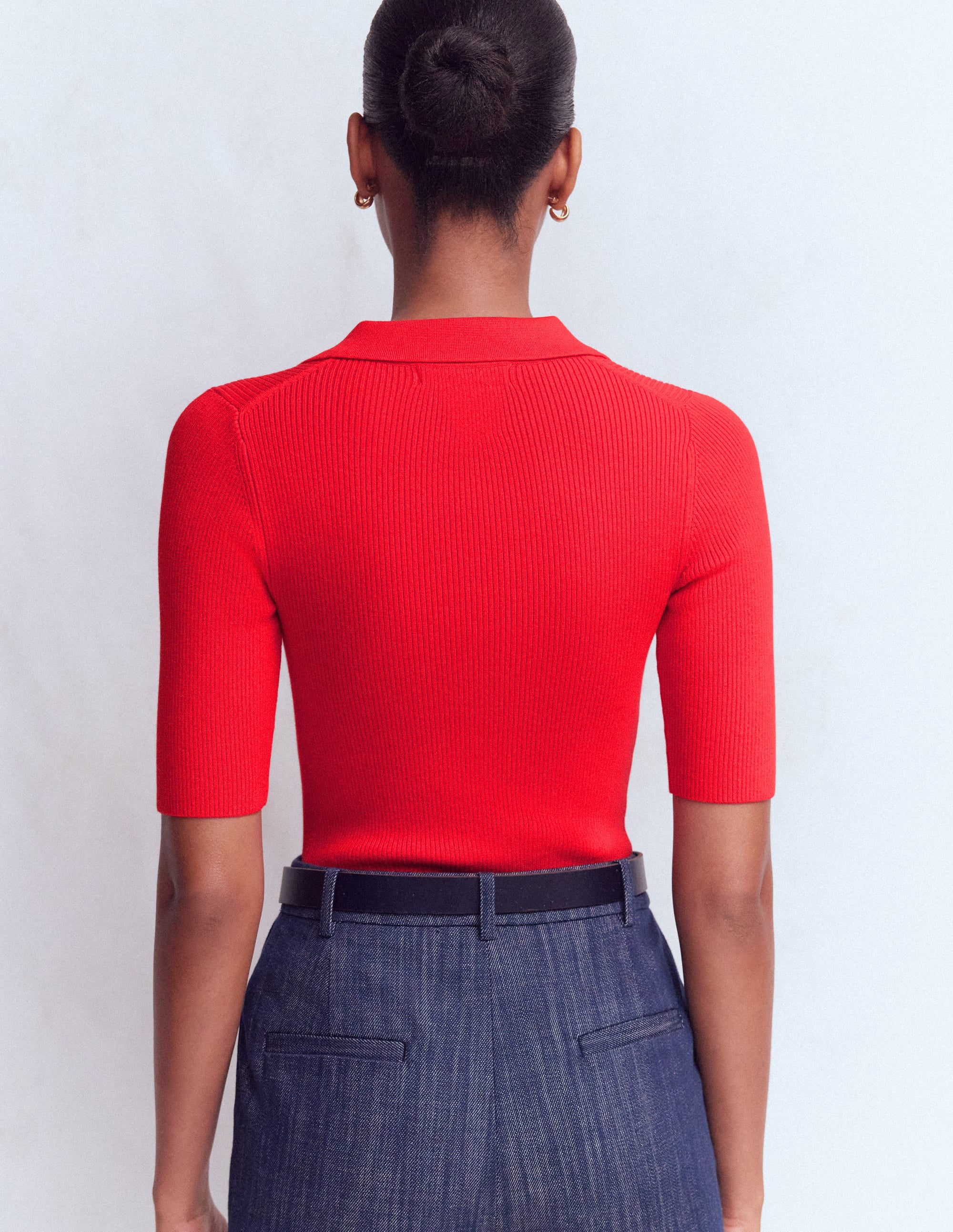 Rhianne Cotton Rib Jumper-Poppy Red - Image 3