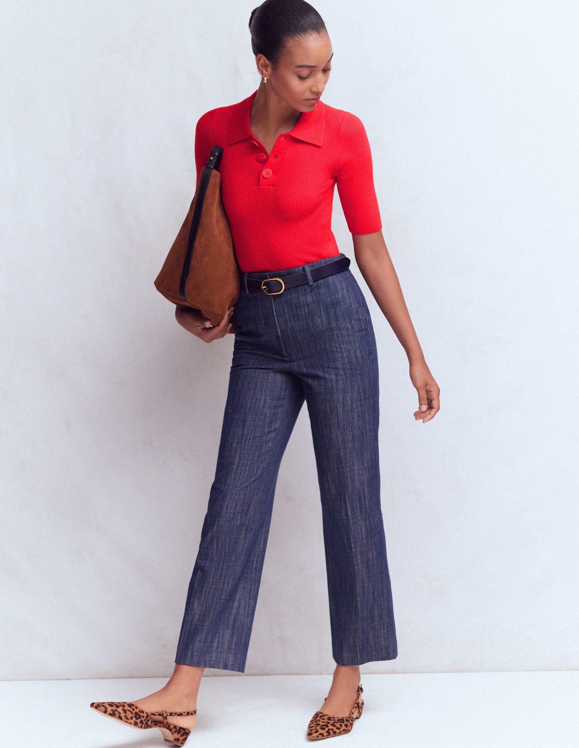 Rhianne Cotton Rib Jumper-Poppy Red - Image 4