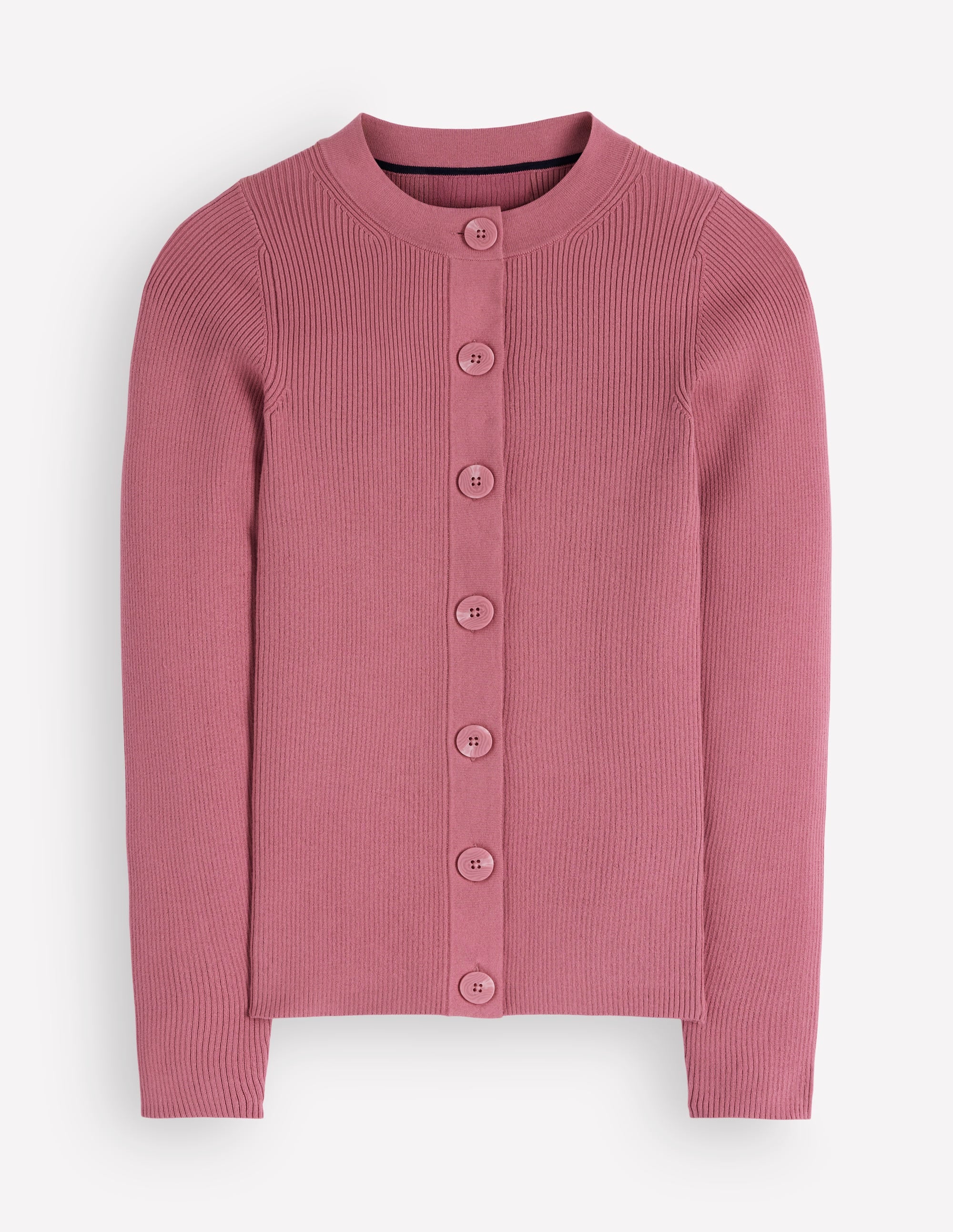 Rhianne Cotton Rib Cardigan-Piink Heather - Image 7