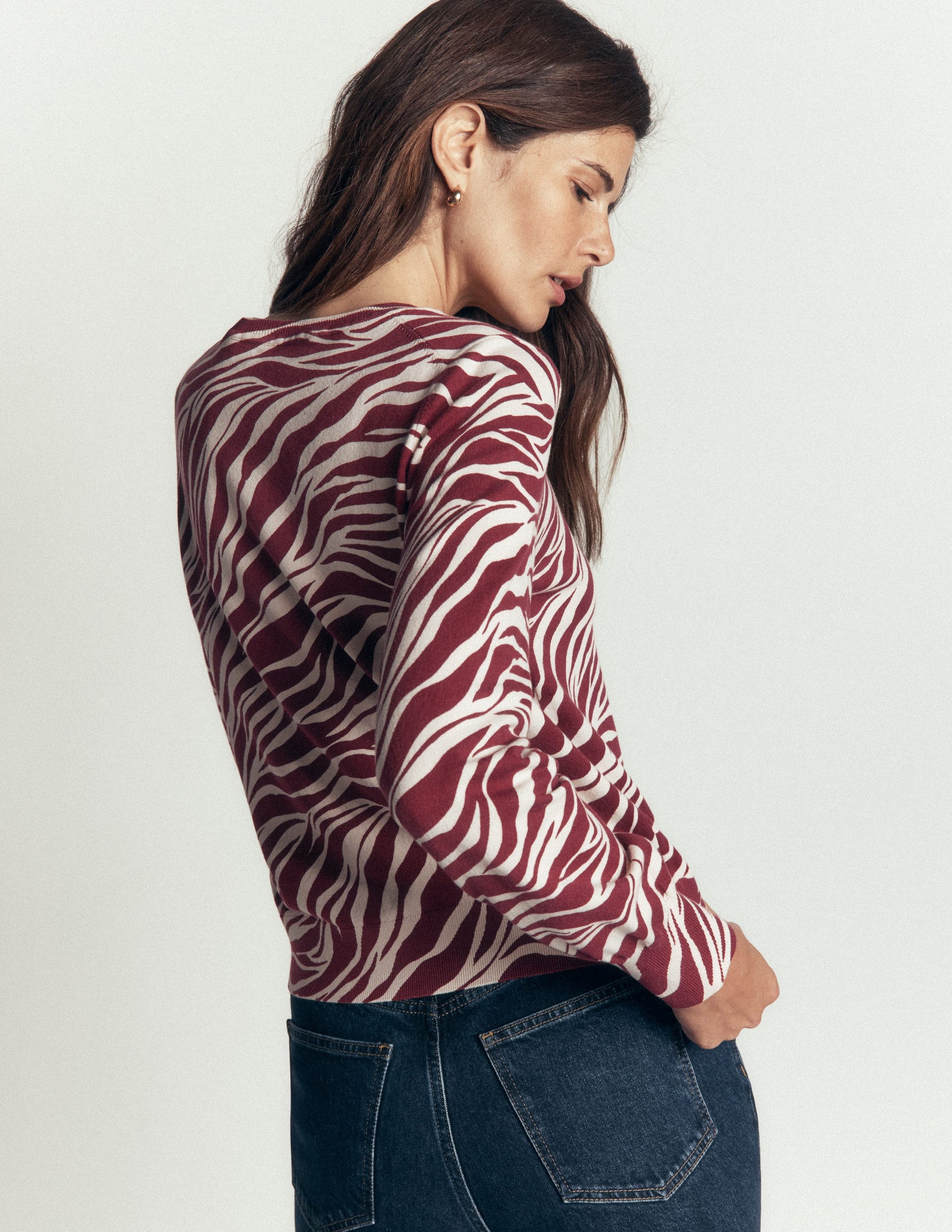 Camilla Cotton Crew Jumper-Chestnut, Zebra Swirl-3
