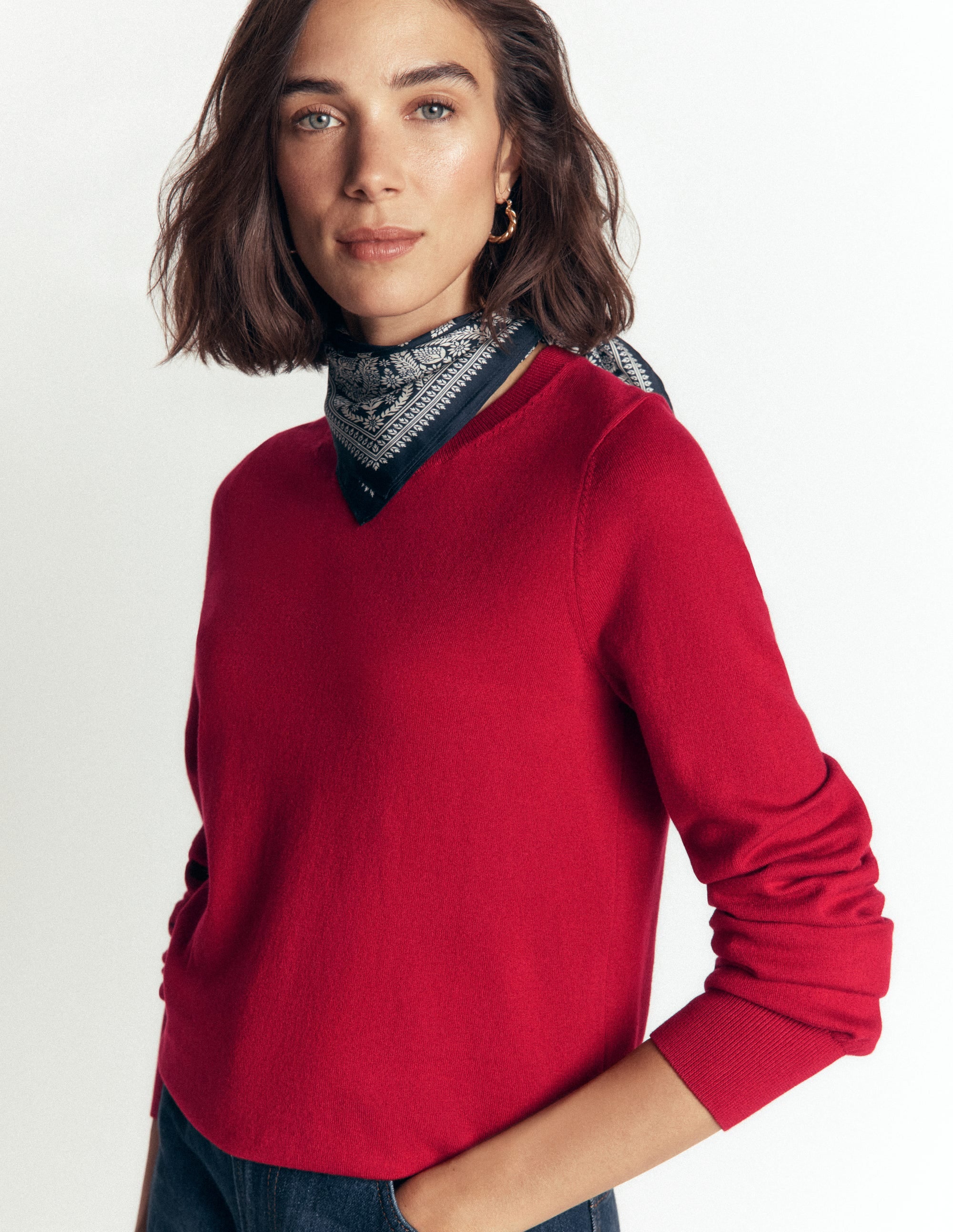 Camilla Cotton Crew Jumper-Crimson Red - Image 1