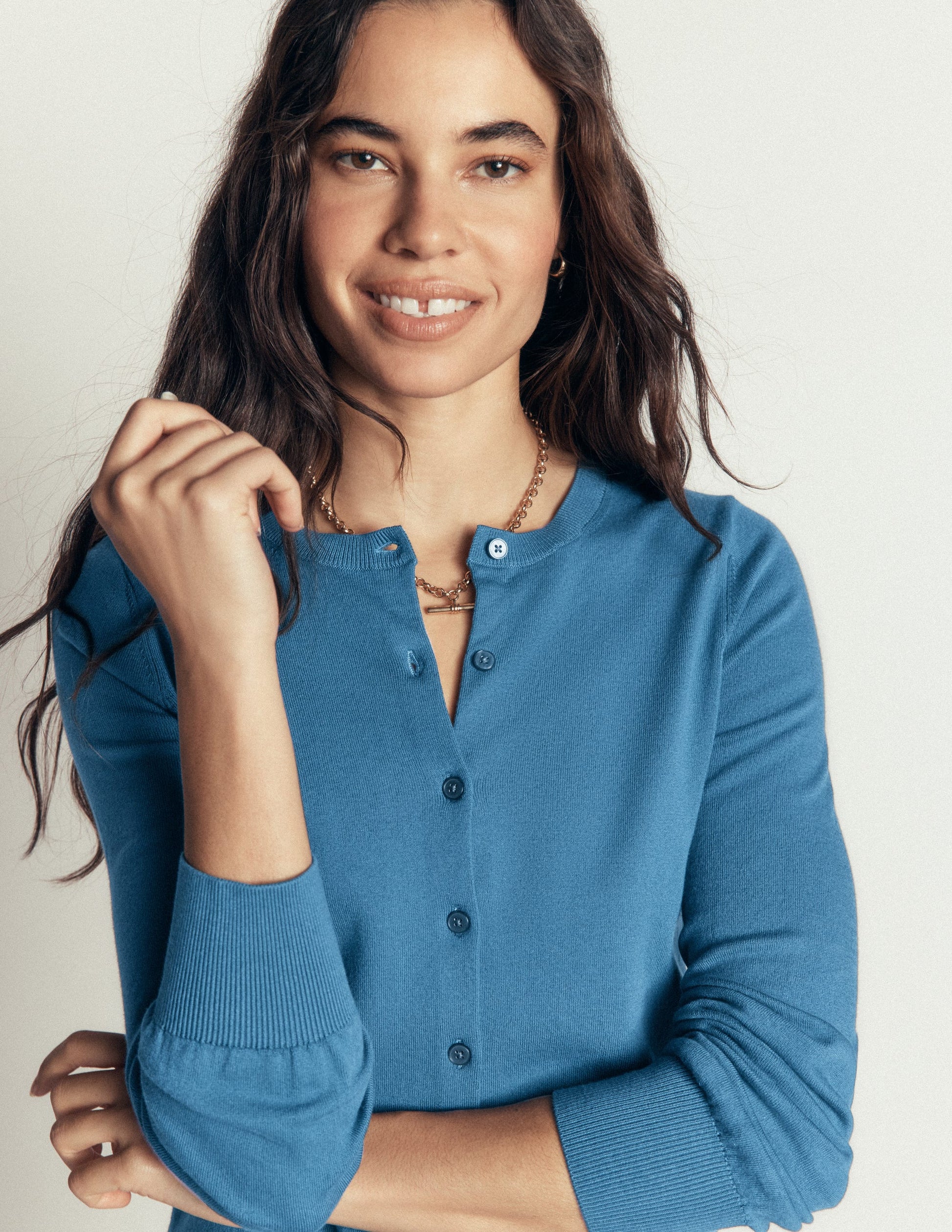 Camilla Cotton Crew Cardigan-Storm Blue-2