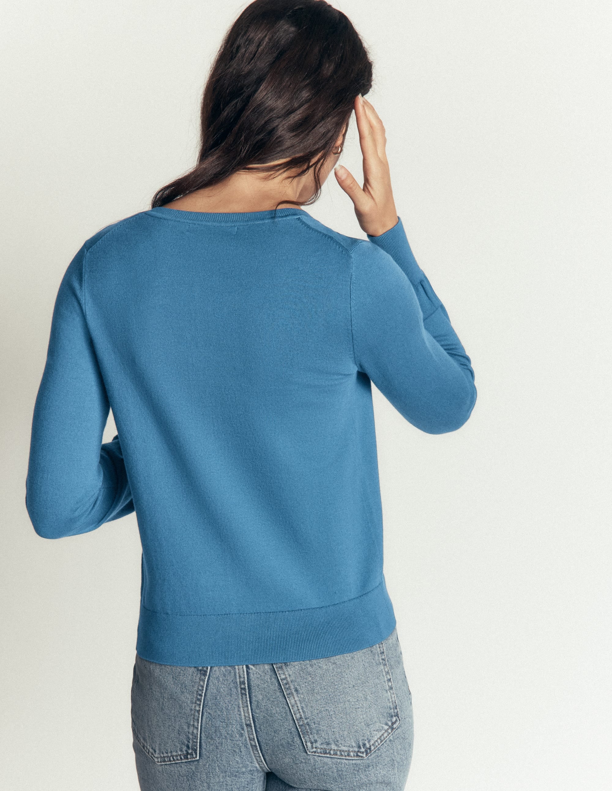 Camilla Cotton Crew Cardigan-Storm Blue - Image 3