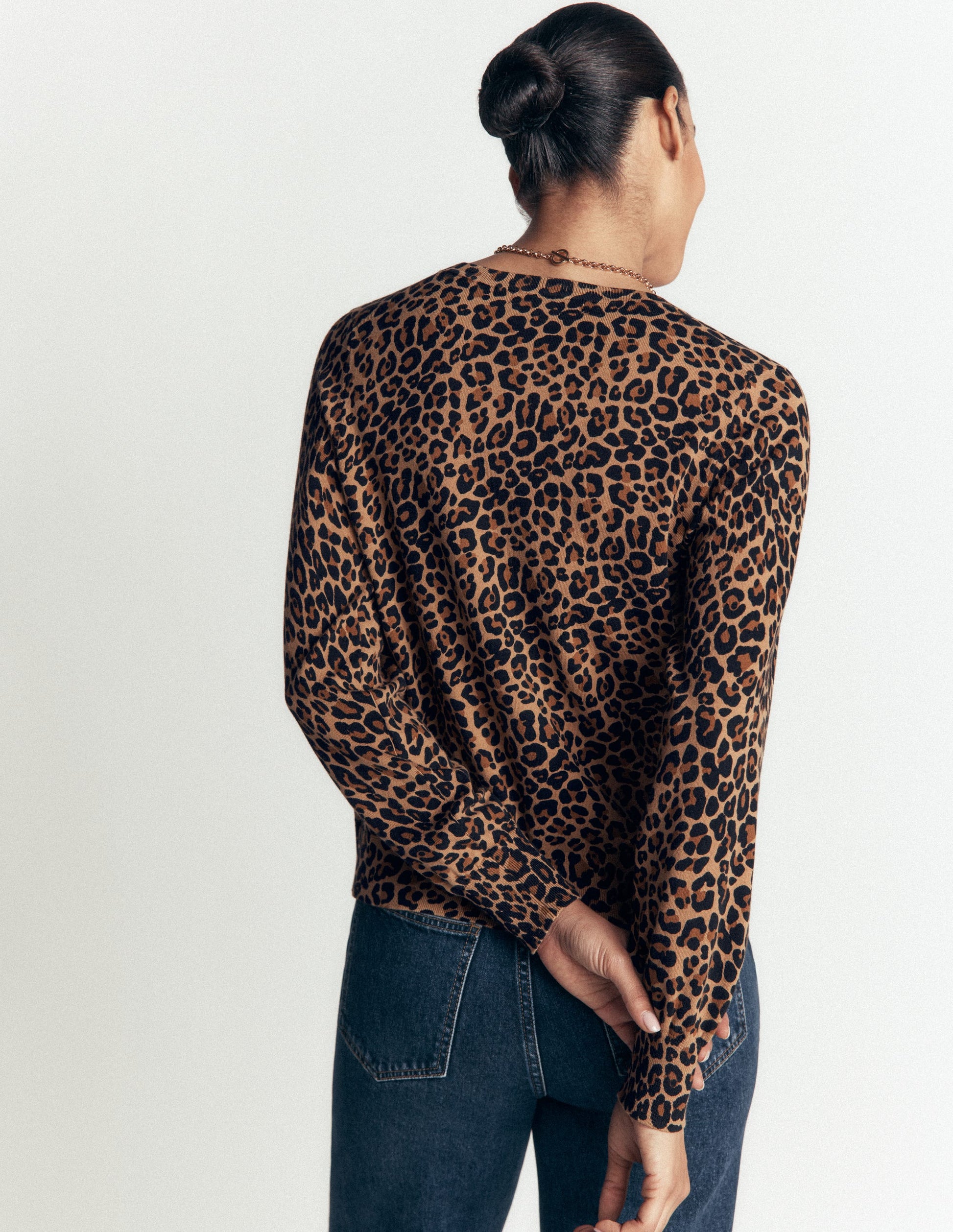 Camilla Cotton Crew Cardigan-Camel, Animal Fields-2