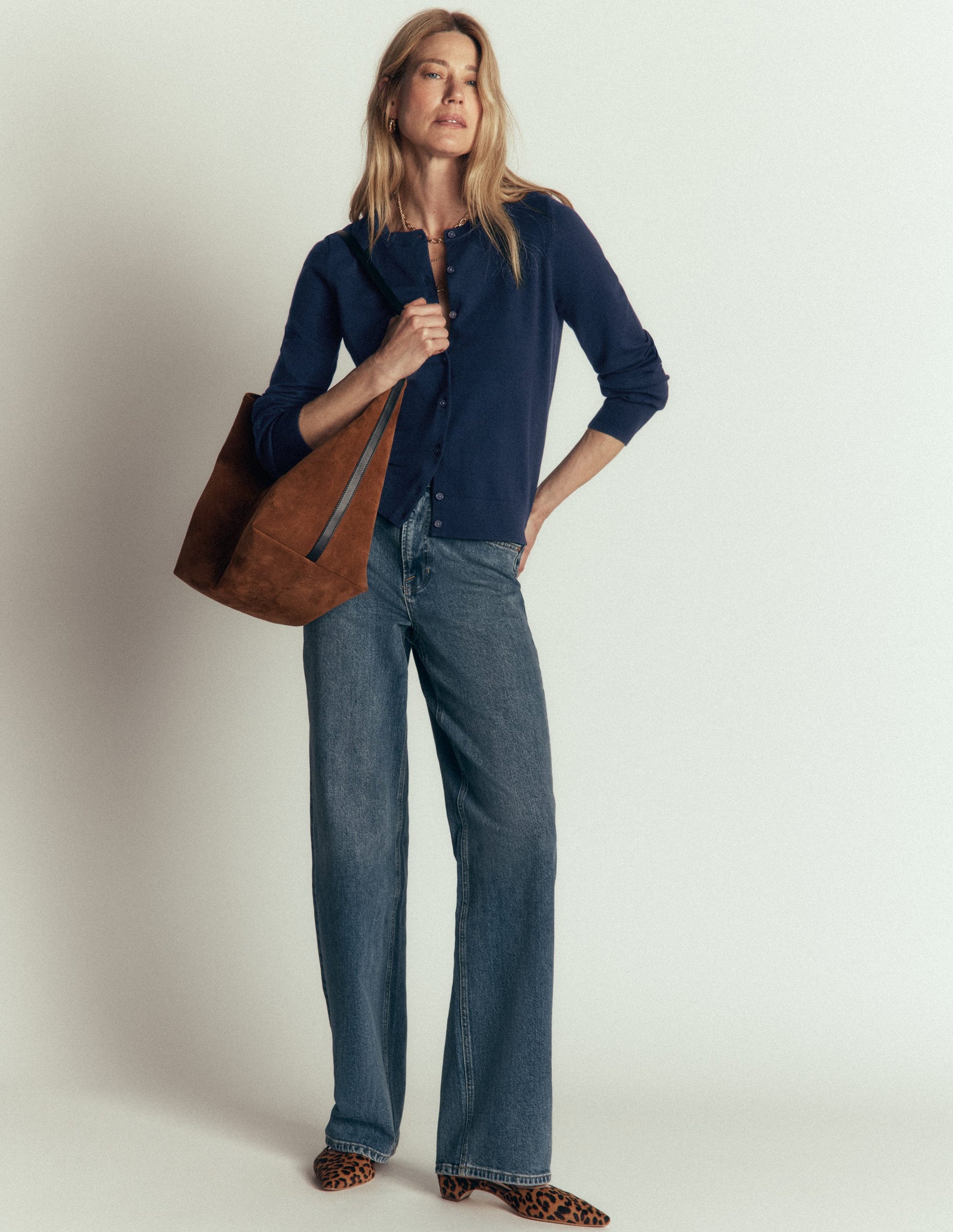 Camilla Cotton Crew Cardigan-Navy-1