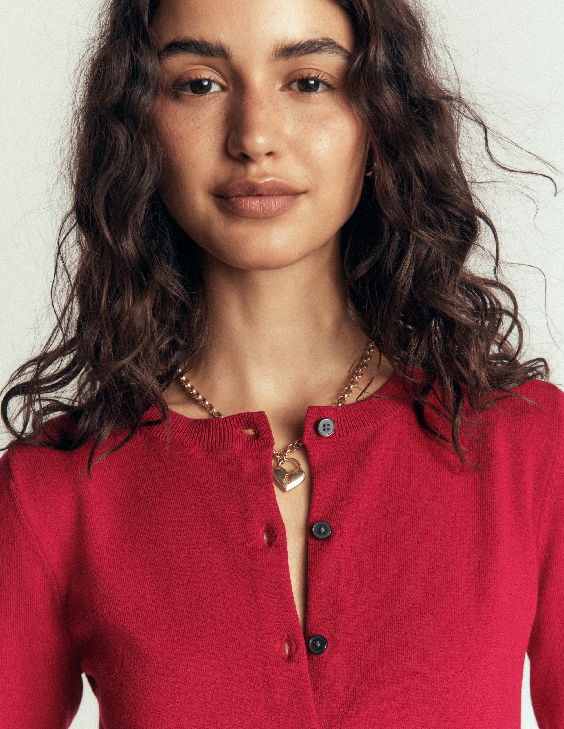 Camilla Cotton Crew Cardigan-Crimson Red-6