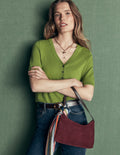 Camilla Cotton V-neck T-shirt-Laurel Green