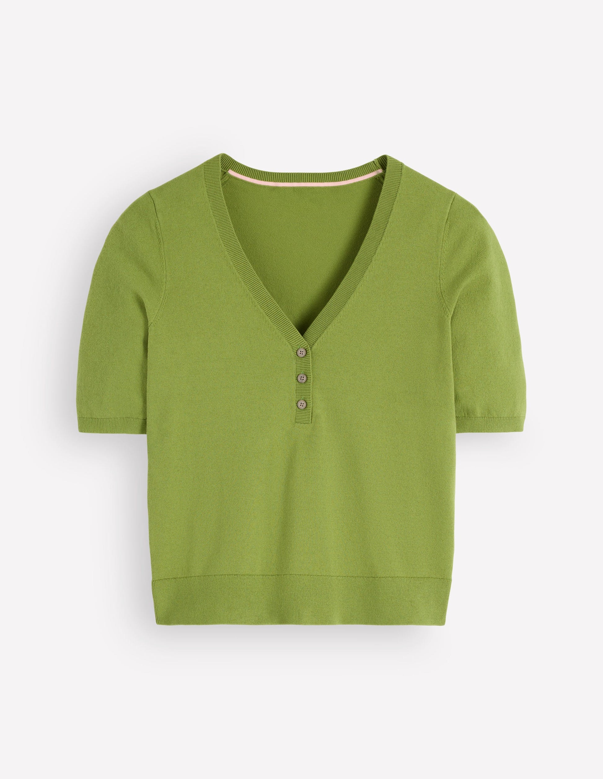 Camilla Cotton V-neck T-shirt-Laurel Green-4