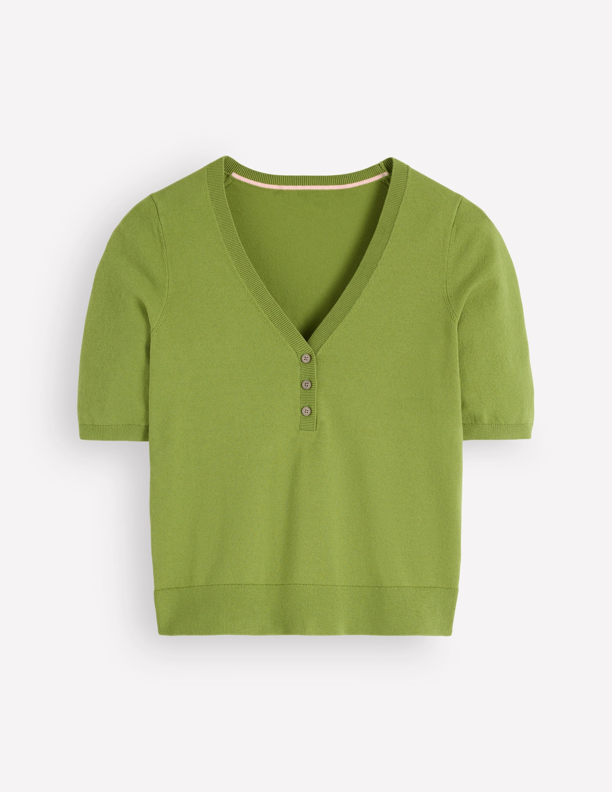 Camilla Cotton V-neck T-shirt-Laurel Green - Image 4