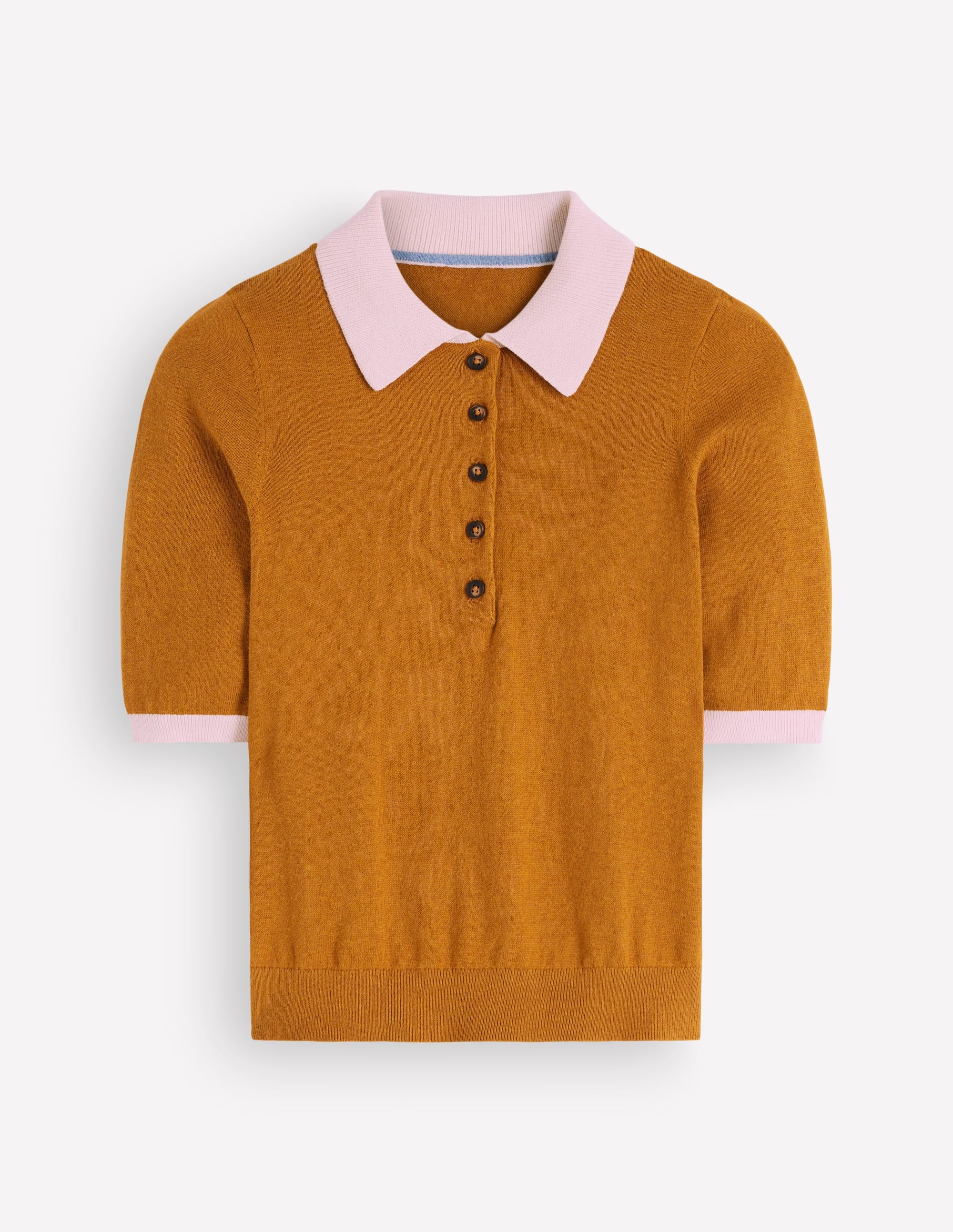 Collared Knitted T-shirt-Toffee Brown - Image 5