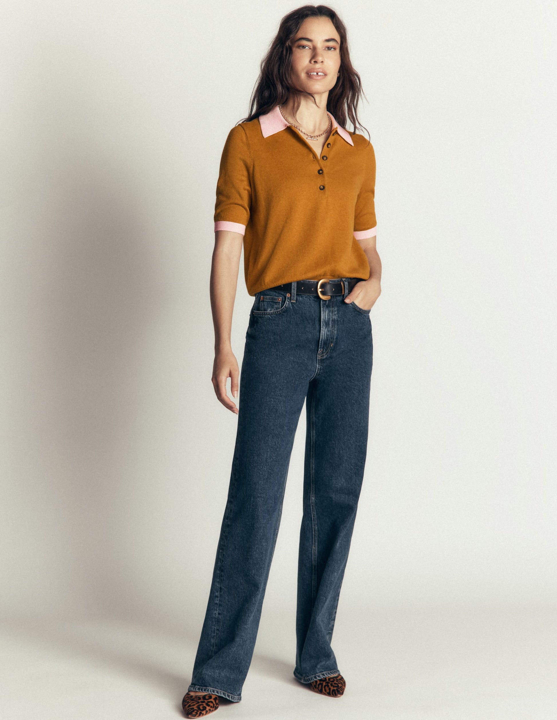 Collared Knitted T-shirt-Toffee Brown-4
