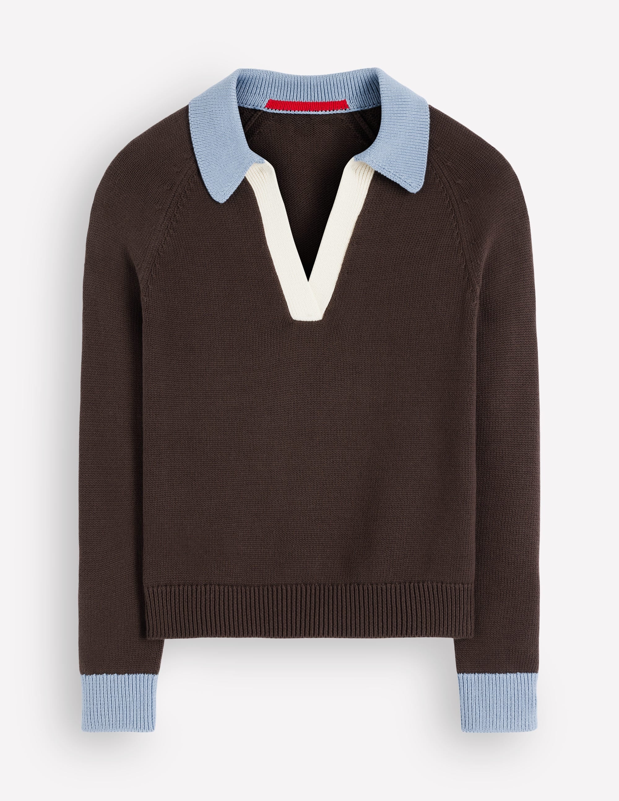 Lucy Cotton Henley Jumper-Bitter Chocolate - Image 6