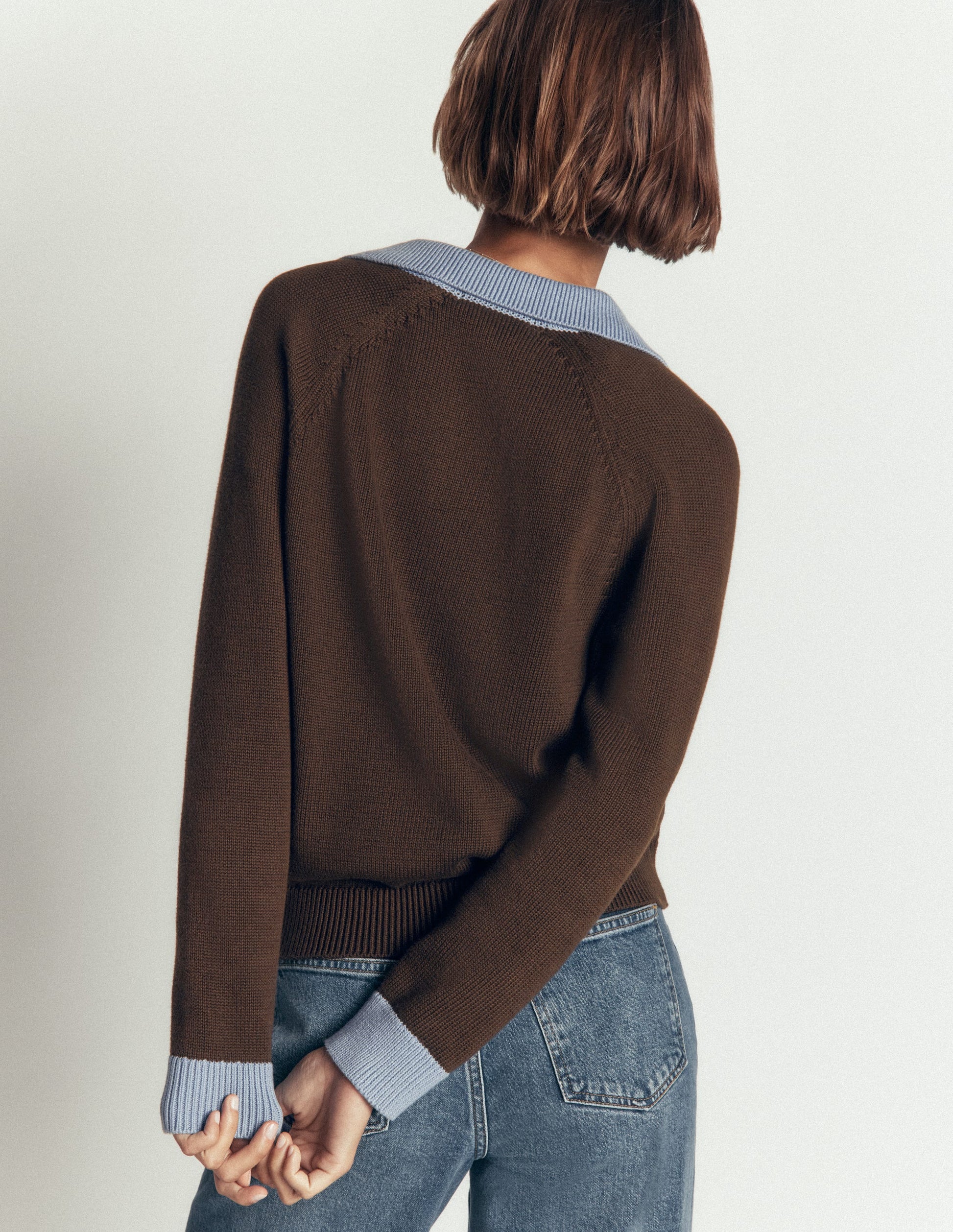 Lucy Cotton Henley Jumper-Bitter Chocolate-3