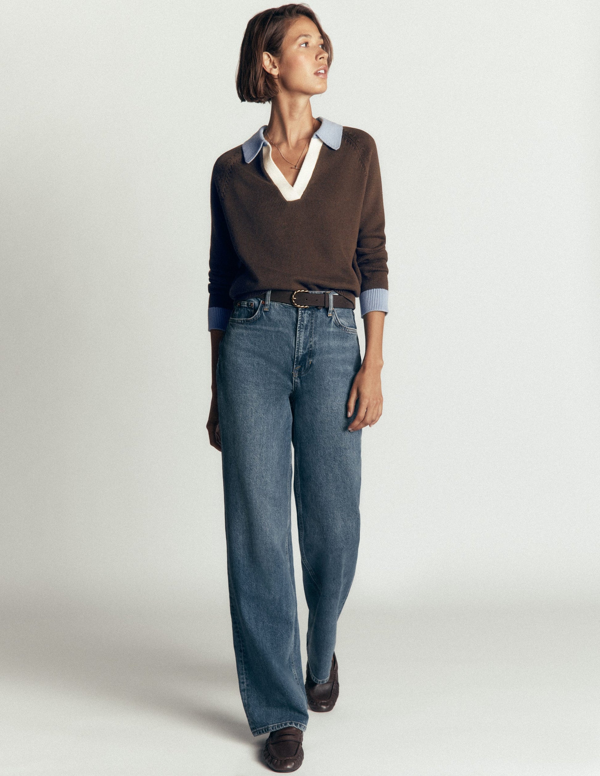 Lucy Cotton Henley Jumper-Bitter Chocolate-4