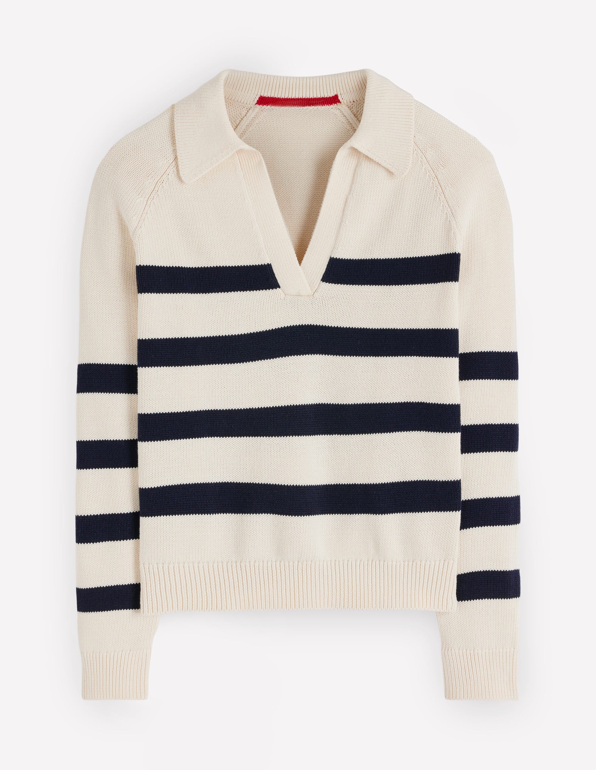 Lucy Cotton Henley Jumper-Ivory, Navy Stripe - Image 6