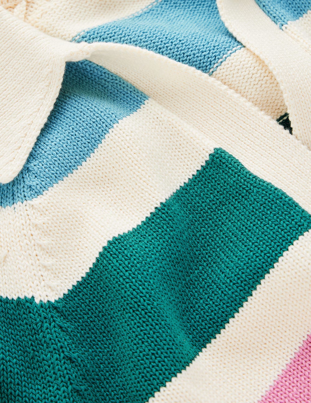 Lucy Cotton Henley Jumper-Multi Stripe - Image 8