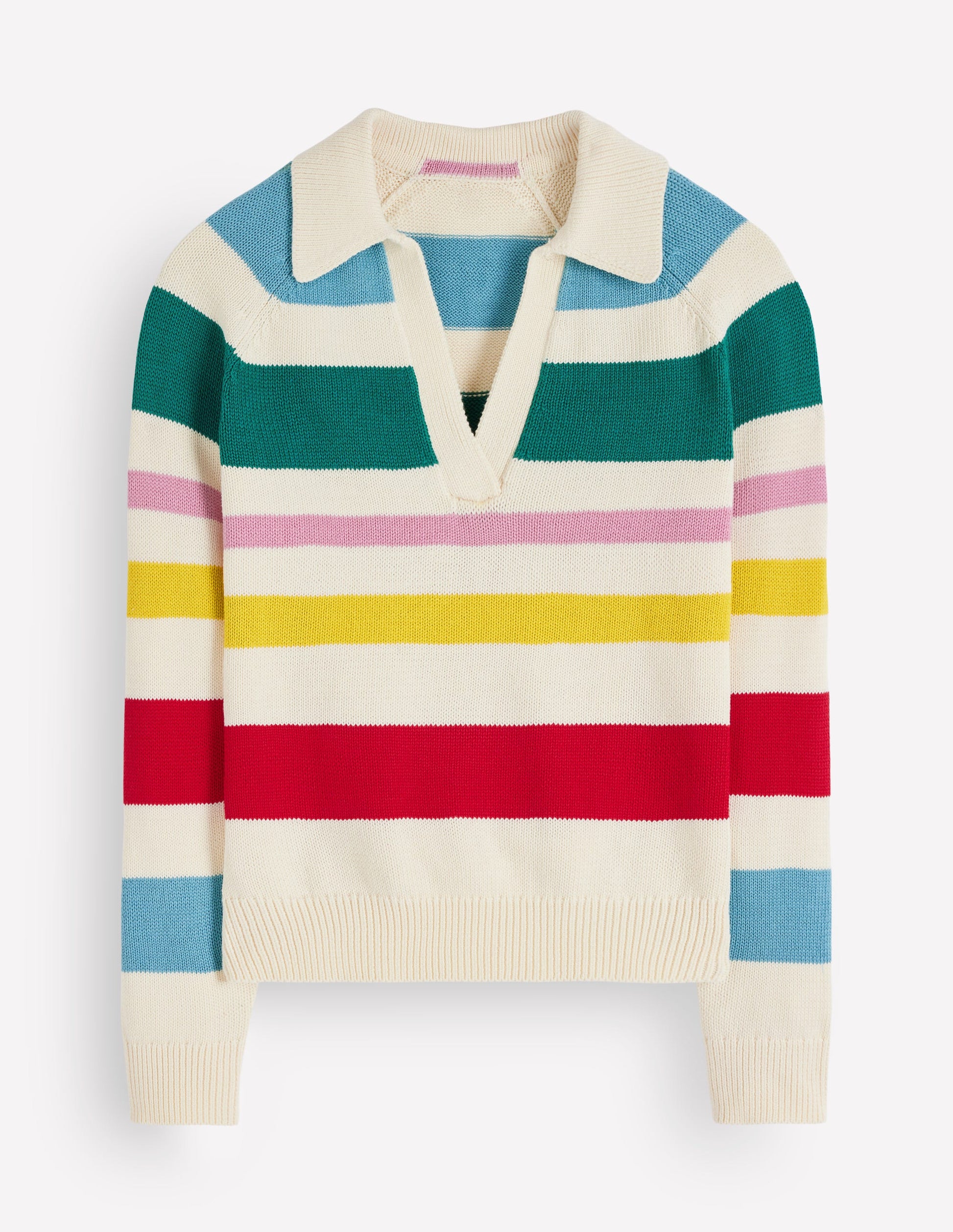 Lucy Cotton Henley Jumper-Multi Stripe-8