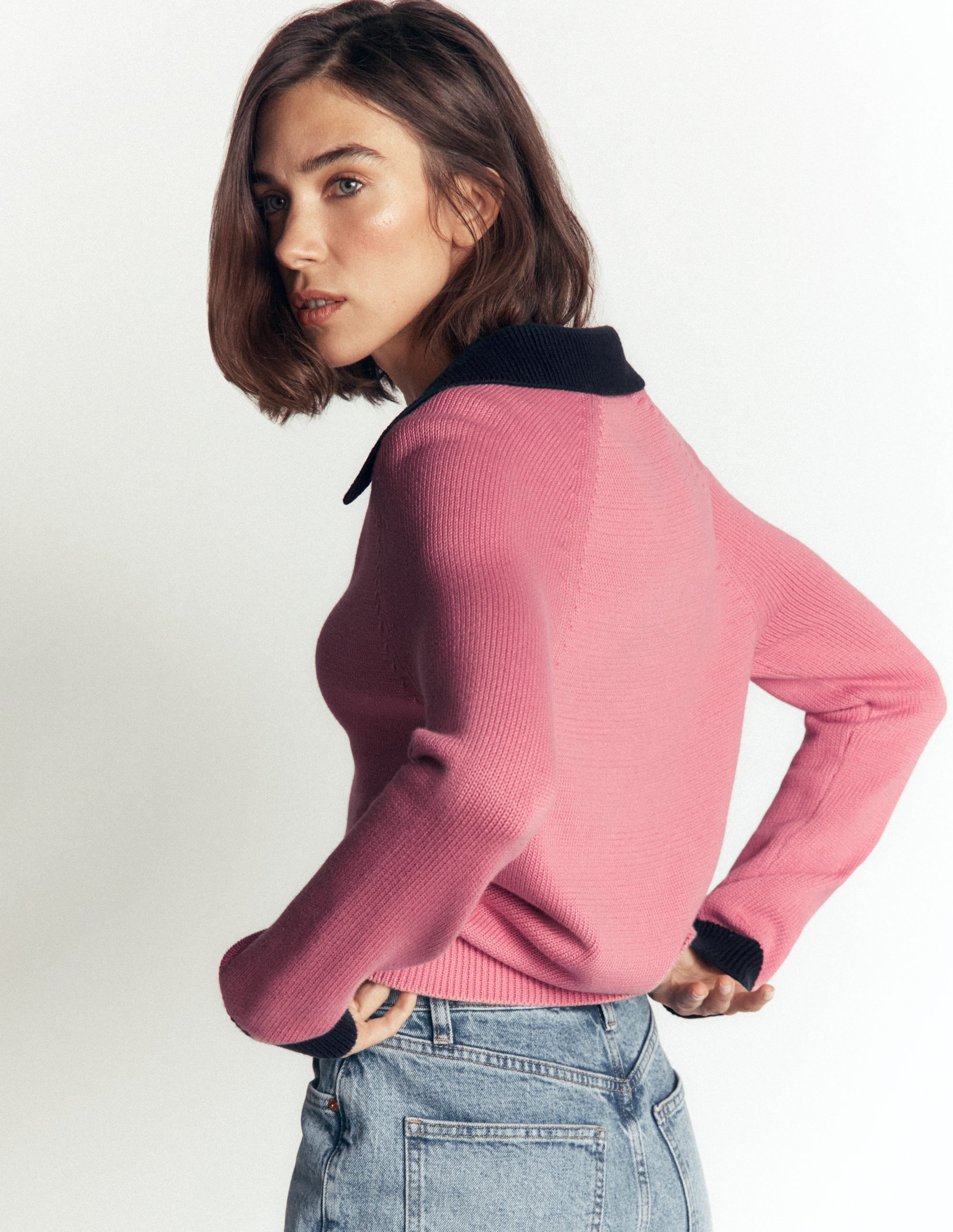 Lucy Cotton Henley Jumper-Forminca Pink - Image 3