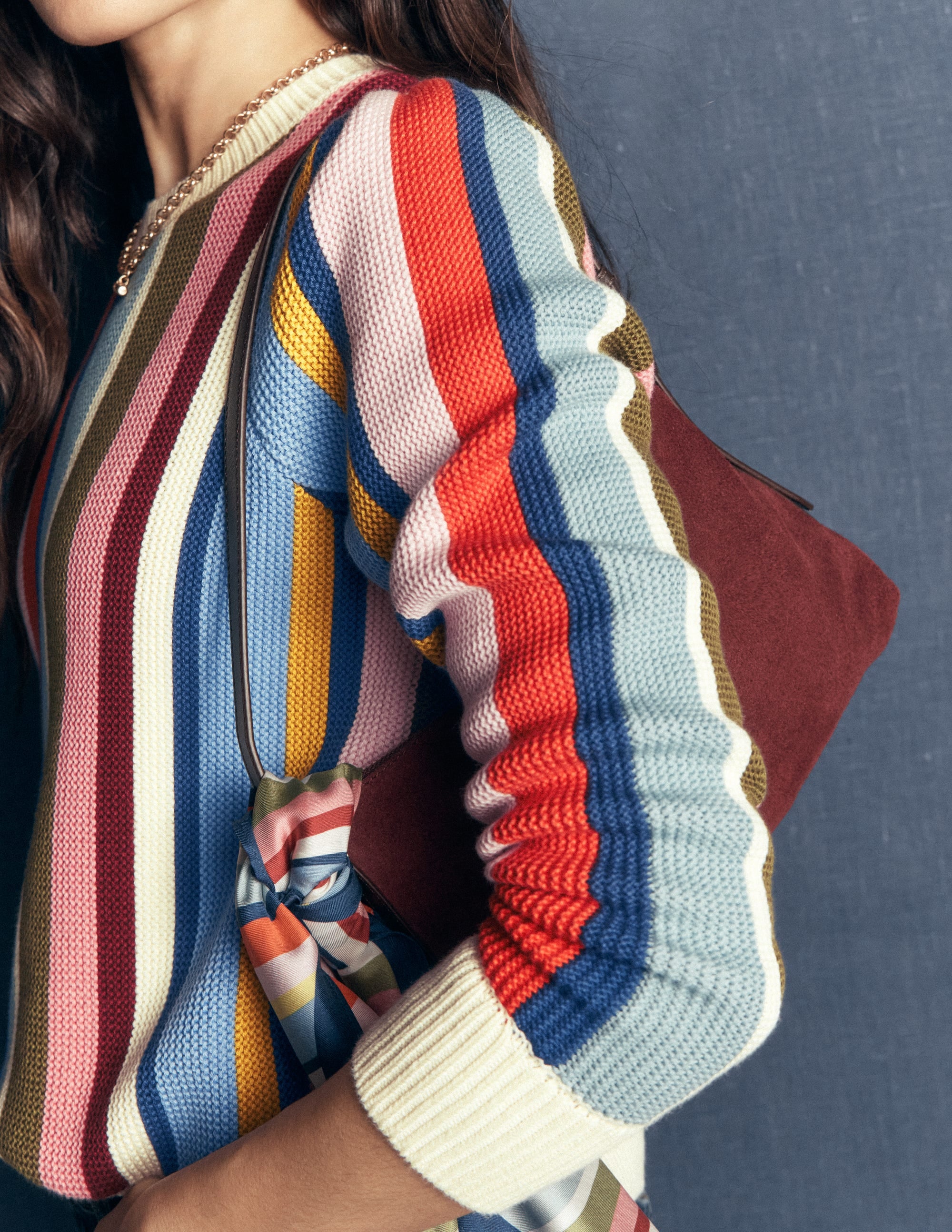 Textured Stitch Jumper-Multi Stripe - Image 2