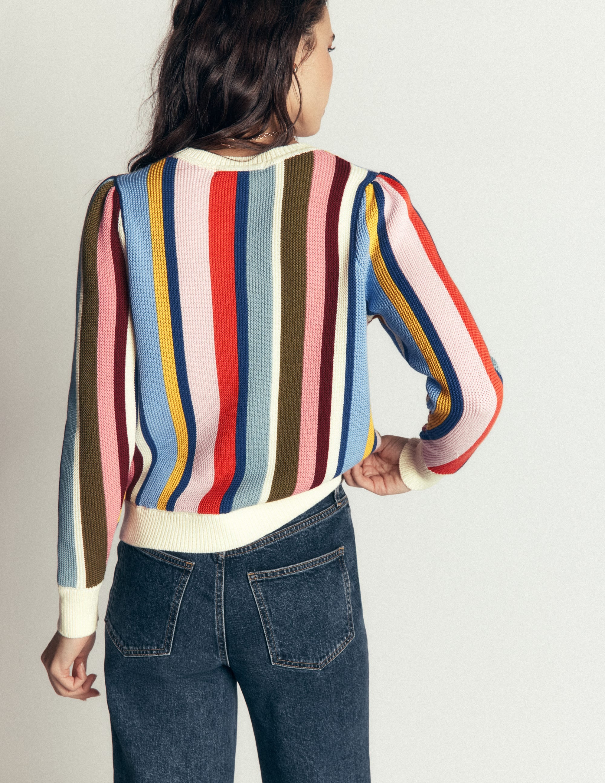 Textured Stitch Jumper-Multi Stripe - Image 3