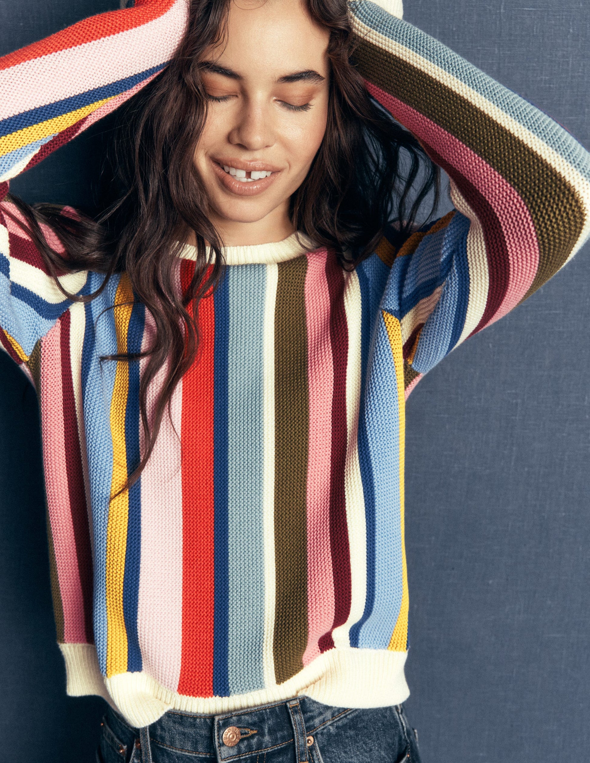 Textured Stitch Jumper-Multi Stripe-5