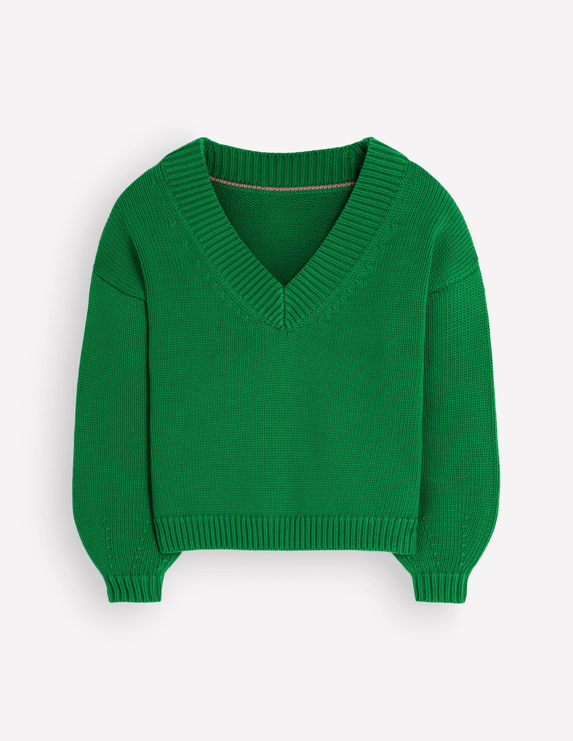 Lucy Cotton V-neck Jumper-Highland Green-7