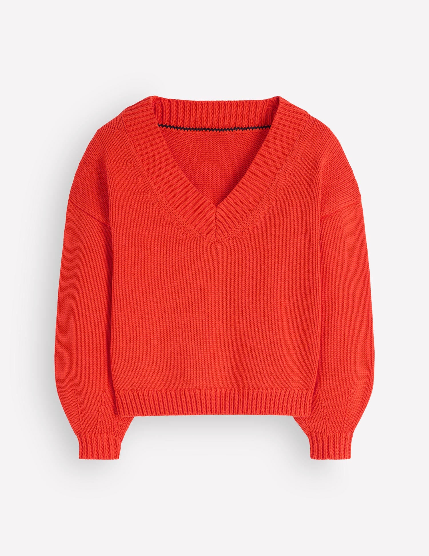 Lucy Cotton V-neck Jumper-Sunset Orange - Image 8