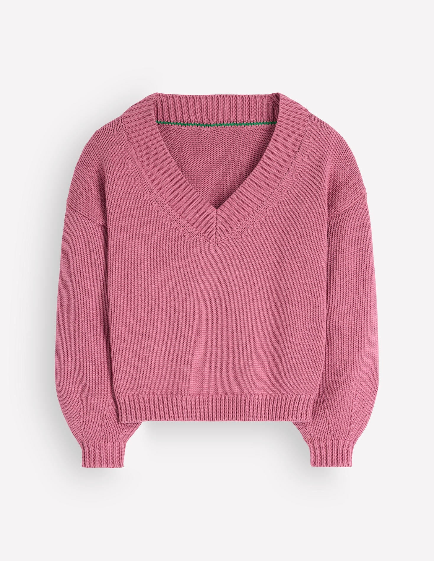Lucy Cotton V-neck Jumper-Pink Heather-11
